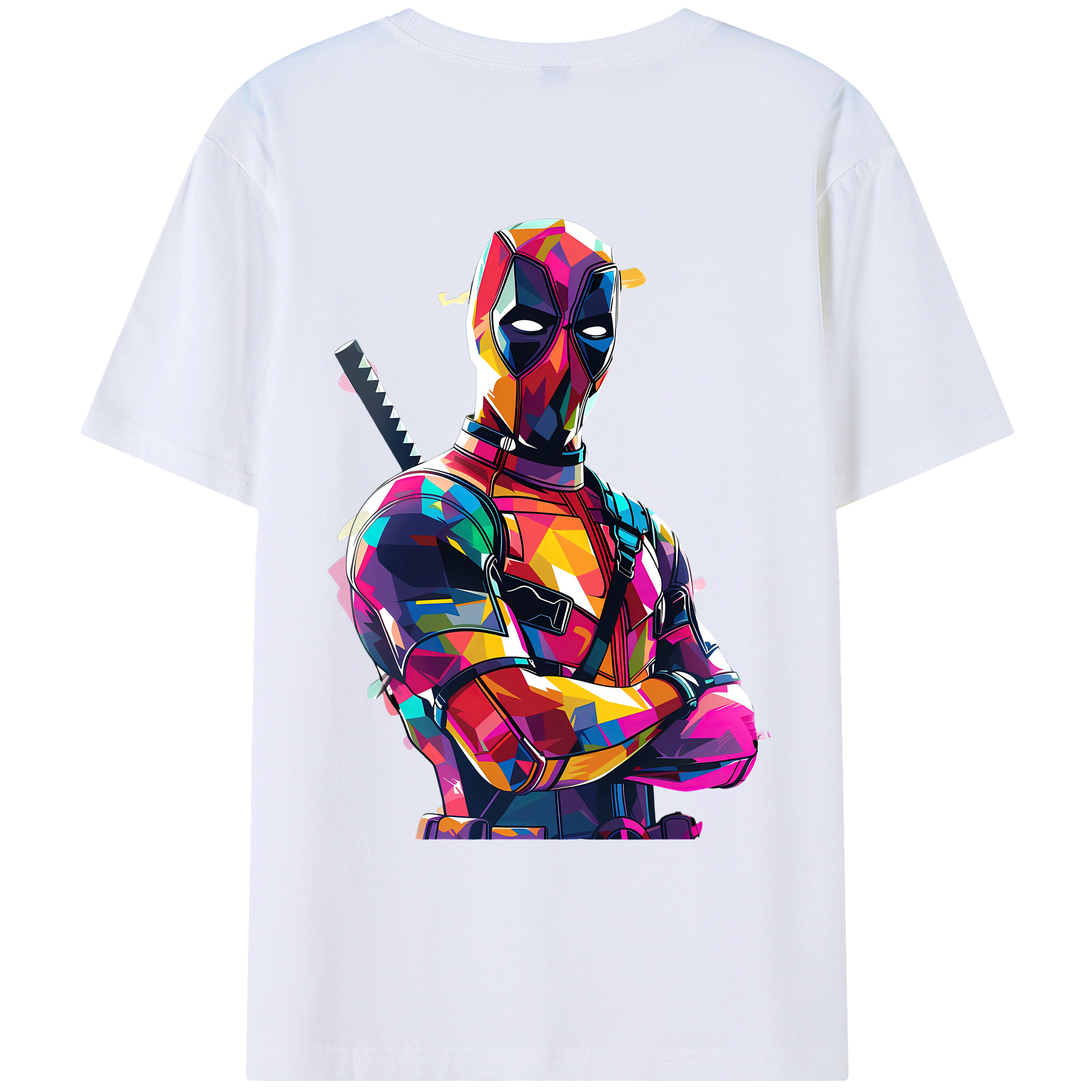 （画像用） Deadpool デッドプール 綿100％ メンズ半袖Tシャツ（バックプリント） 通気性