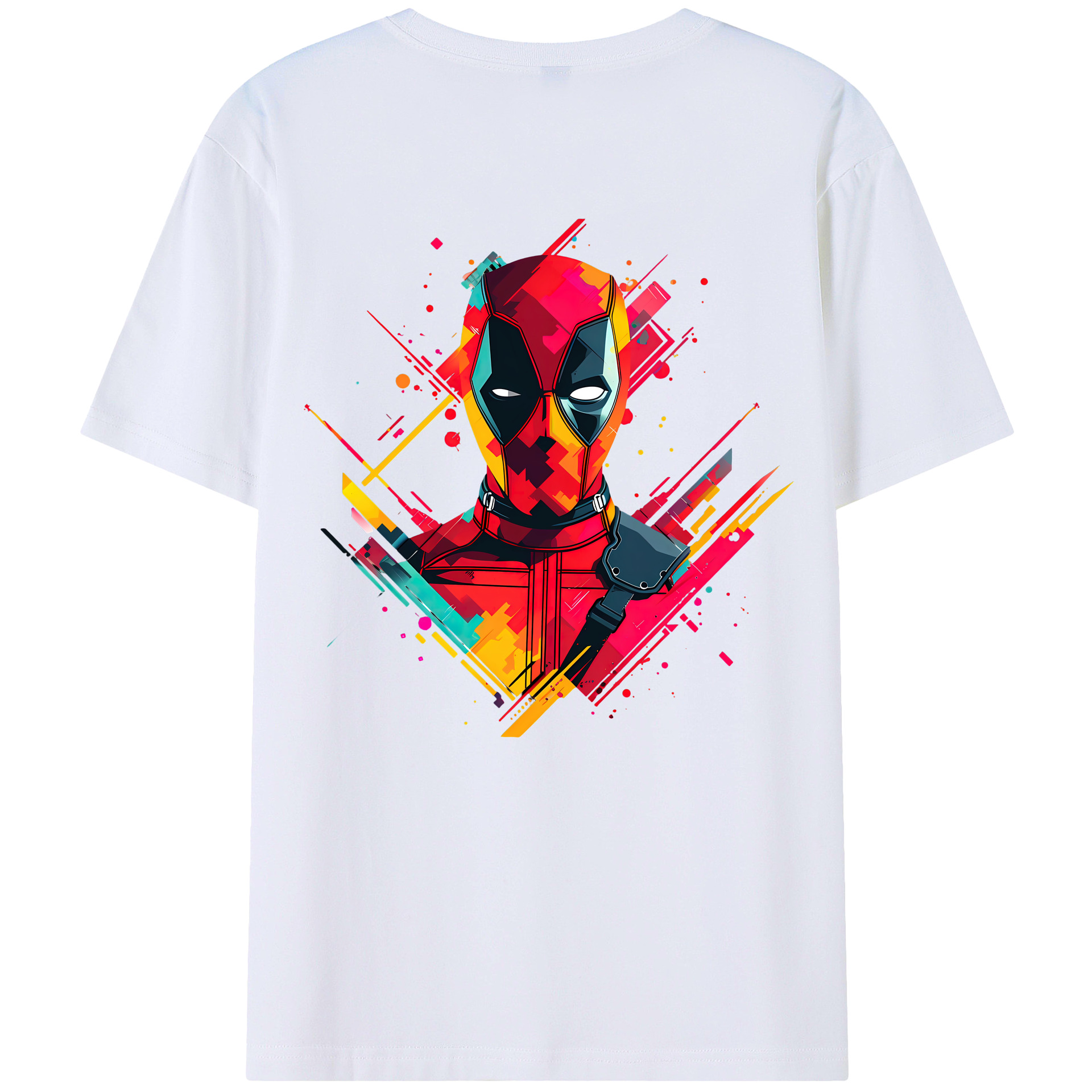 （画像用） Deadpool デッドプール 綿100％ メンズ半袖Tシャツ（バックプリント） 通気性
