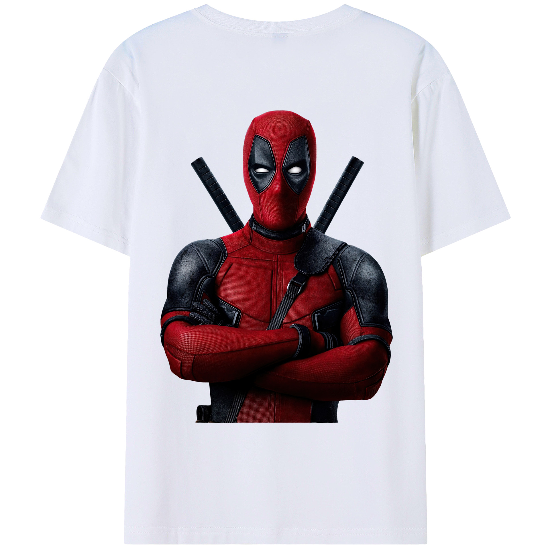 （画像用） Deadpool デッドプール 綿100％ メンズ半袖Tシャツ（バックプリント） 通気性