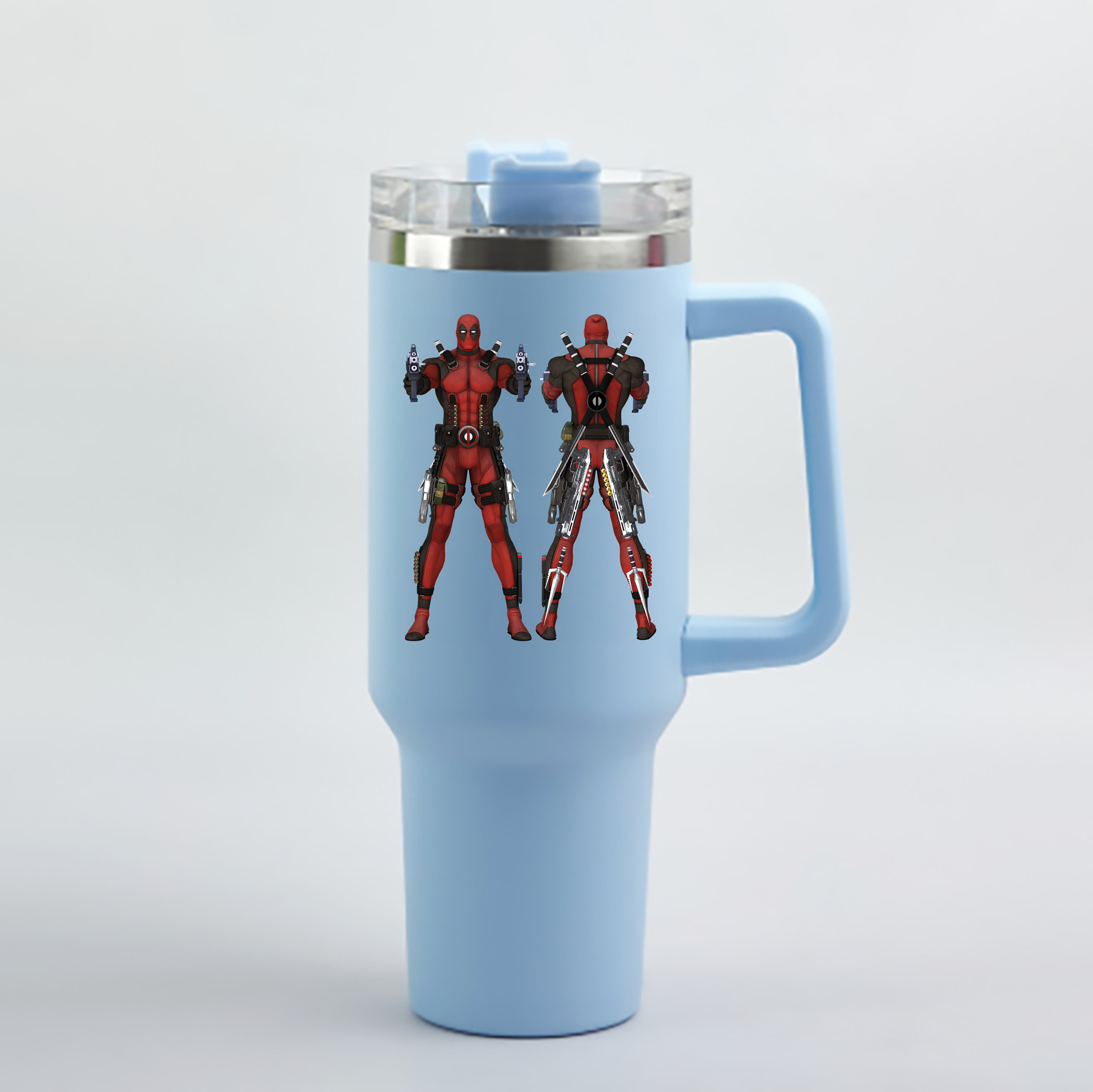 （画像用） Deadpool デッドプール 1200mL車用タンブラー - クリスタルステッカー（プラスチックストロー付き）