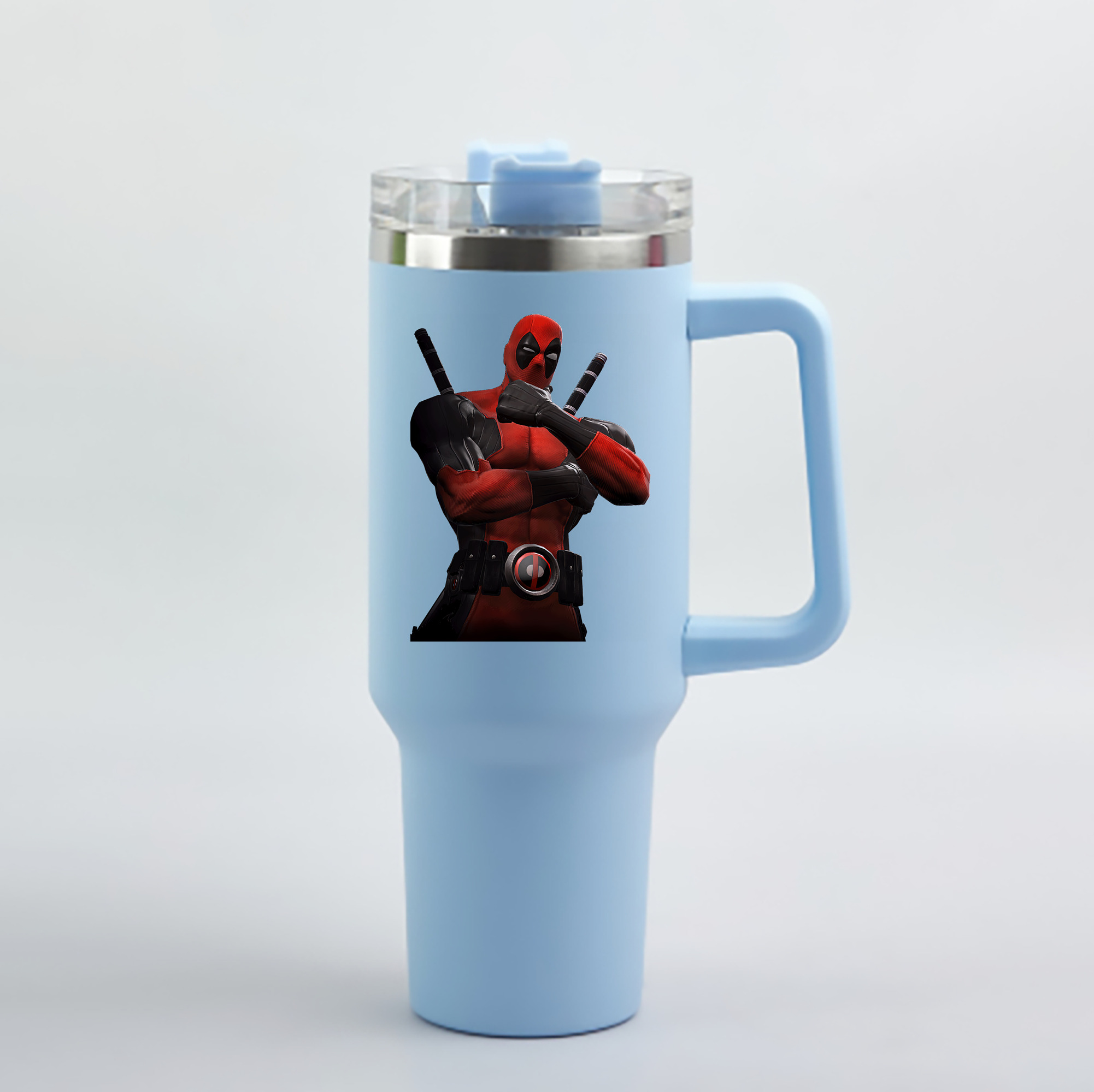（画像用） Deadpool デッドプール 1200mL車用タンブラー - クリスタルステッカー（プラスチックストロー付き）