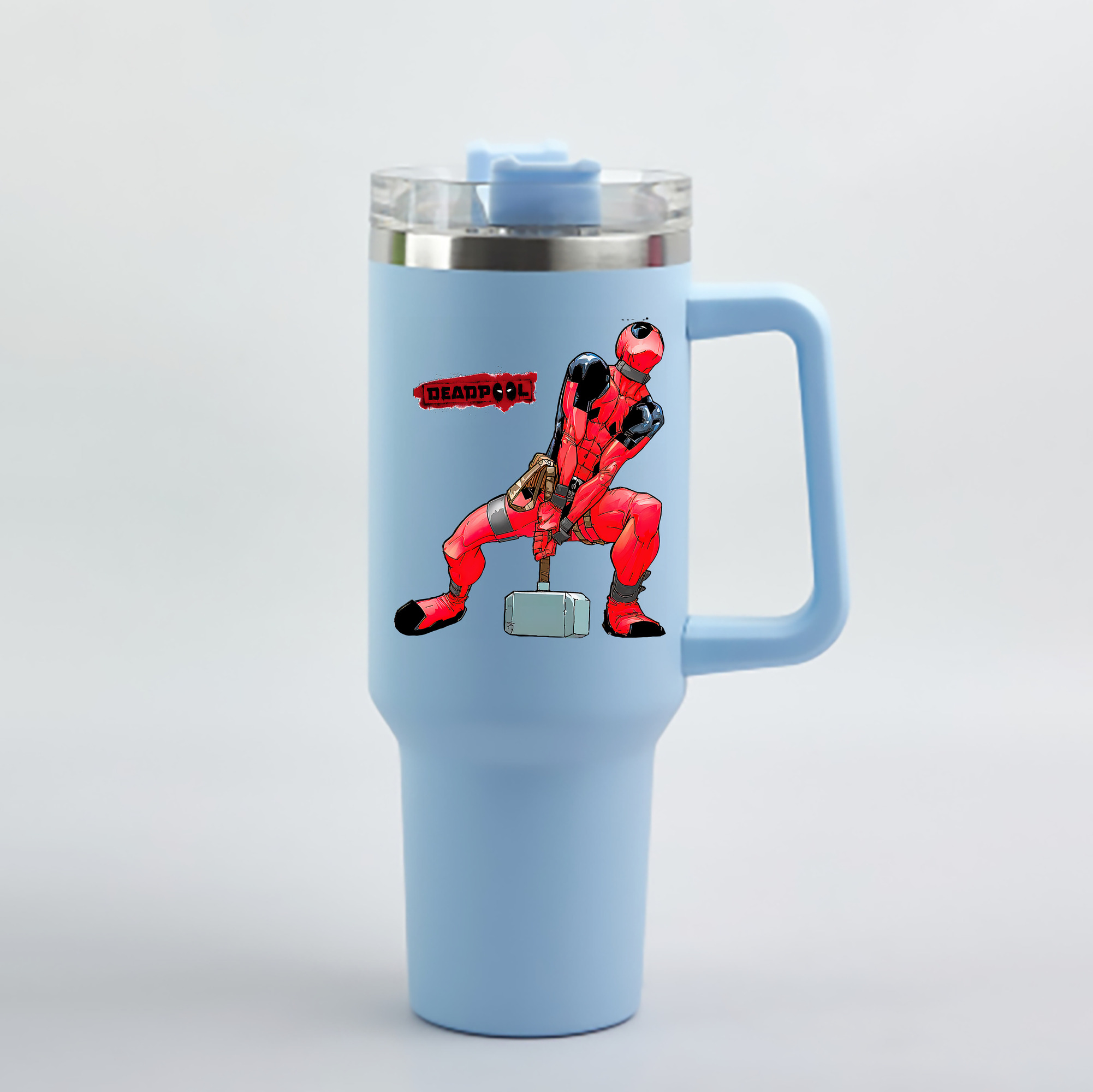 （画像用） Deadpool デッドプール 1200mL車用タンブラー - クリスタルステッカー（プラスチックストロー付き）