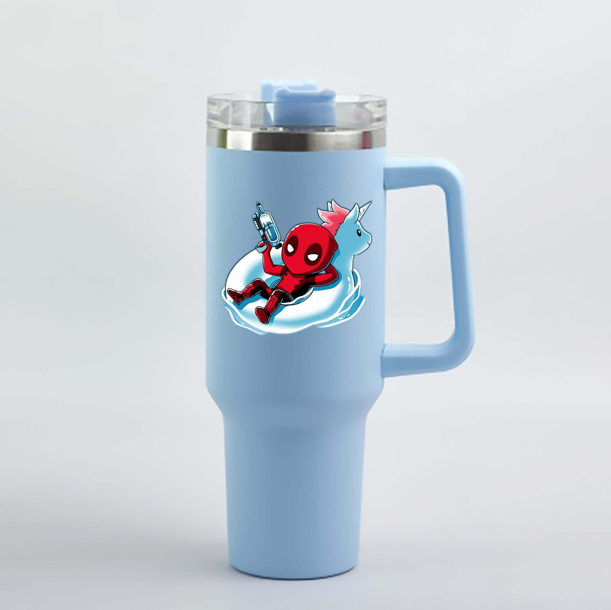 （画像用） Deadpool デッドプール 1200mL車用タンブラー - クリスタルステッカー（プラスチックストロー付き）