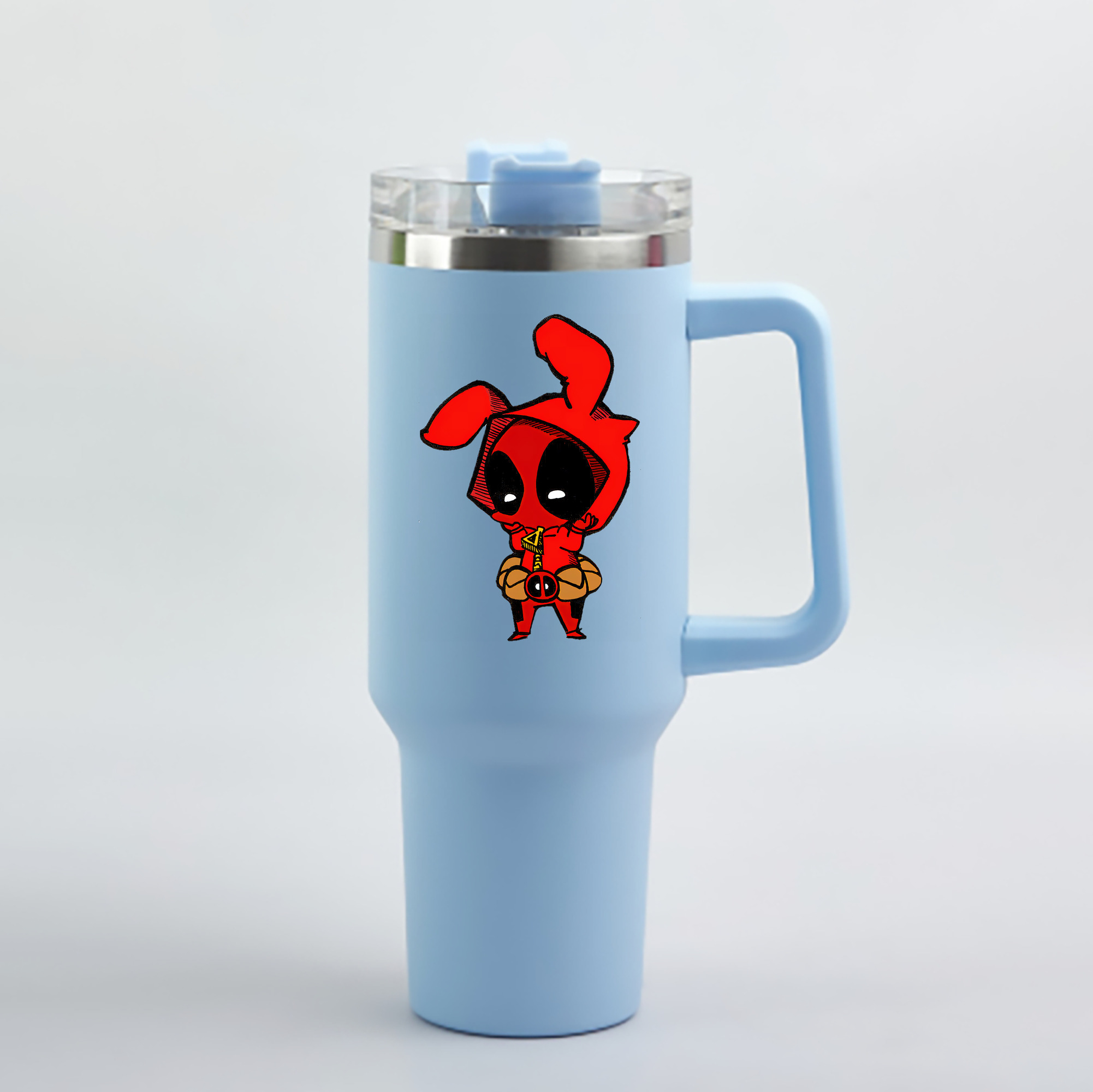 （画像用） Deadpool デッドプール 1200mL車用タンブラー - クリスタルステッカー（プラスチックストロー付き）