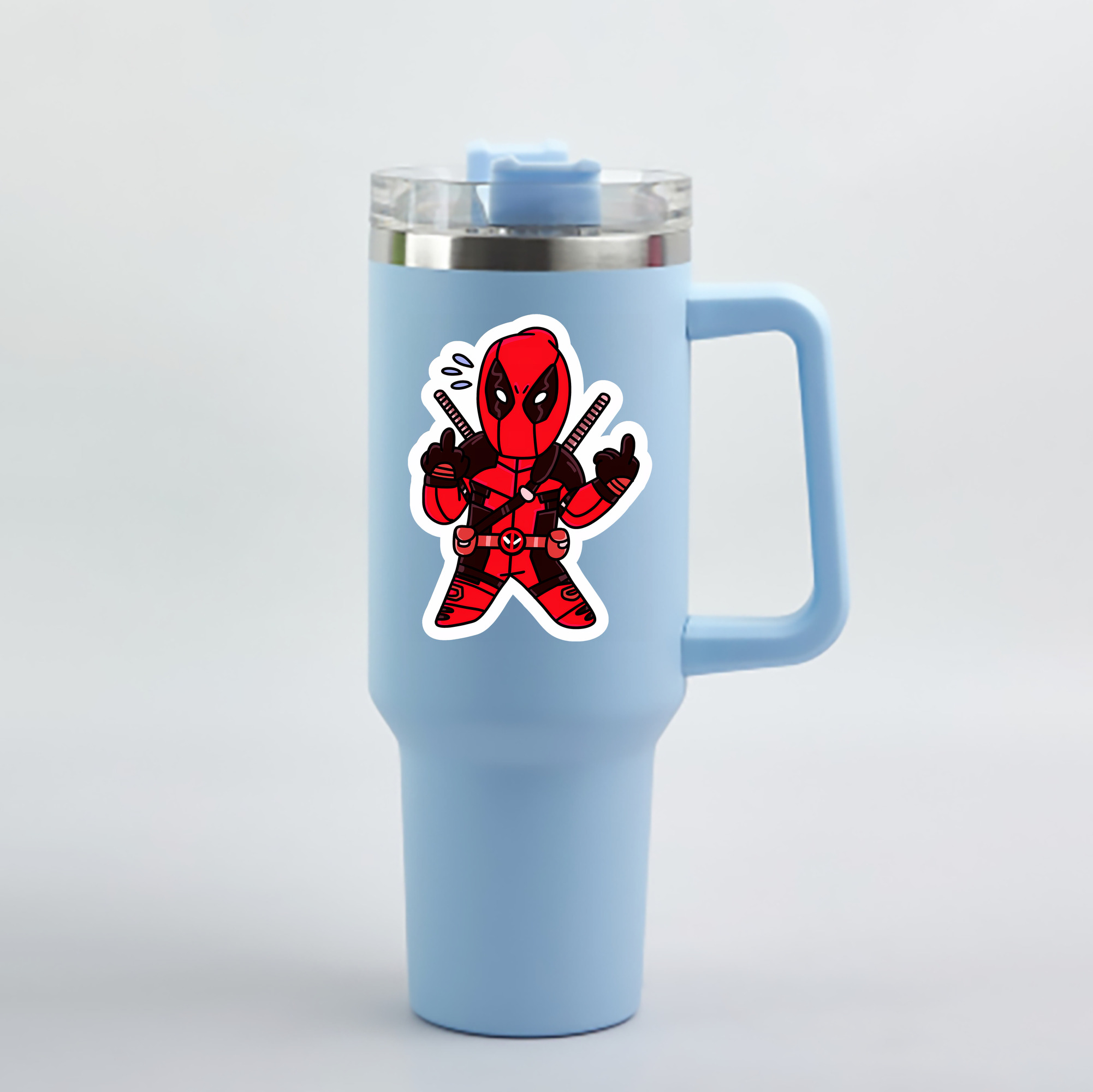 （画像用） Deadpool デッドプール 1200mL車用タンブラー - クリスタルステッカー（プラスチックストロー付き）