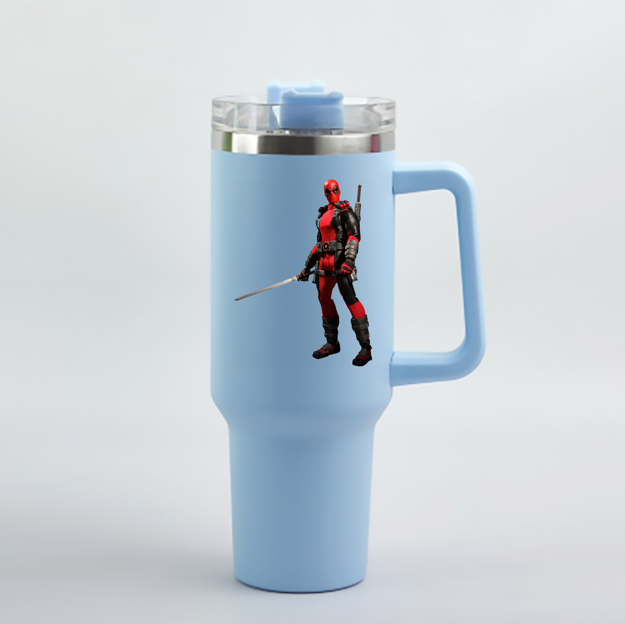 （画像用） Deadpool デッドプール 1200mL車用タンブラー - クリスタルステッカー（プラスチックストロー付き）