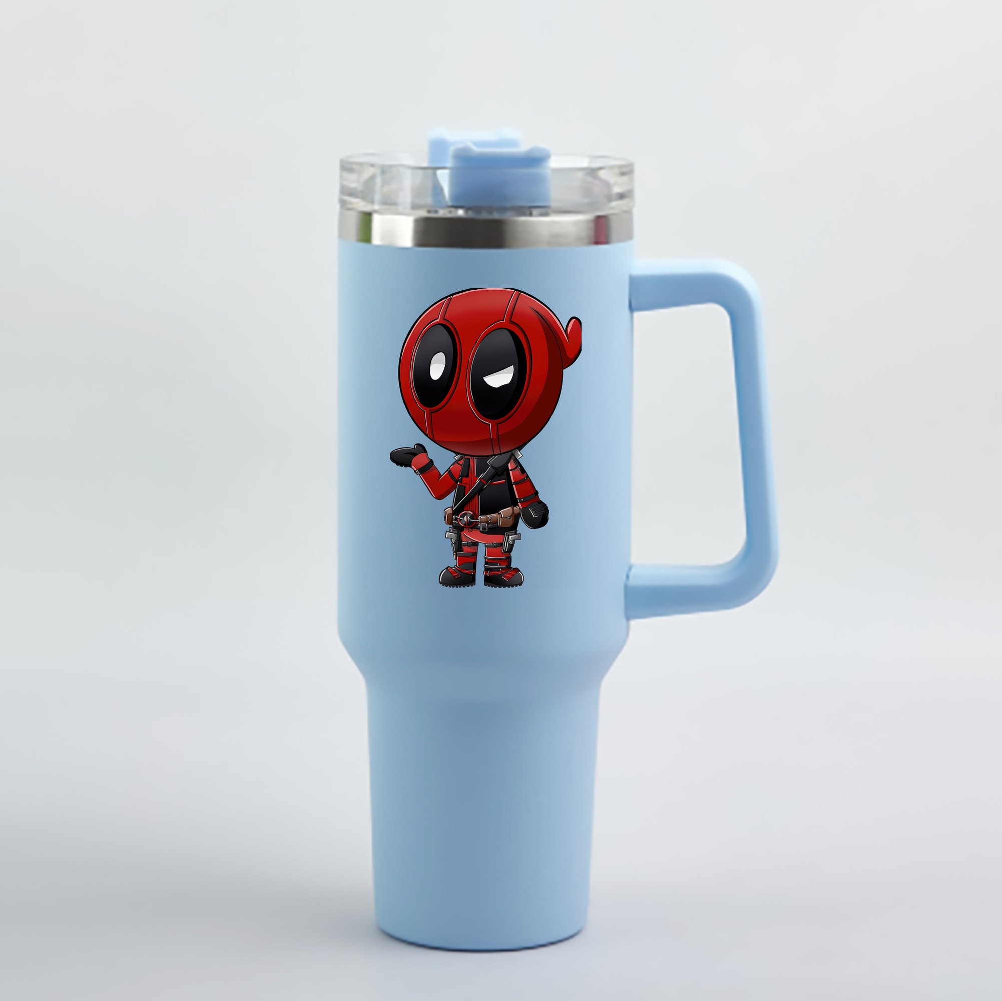 （画像用） Deadpool デッドプール 1200mL車用タンブラー - クリスタルステッカー（プラスチックストロー付き）