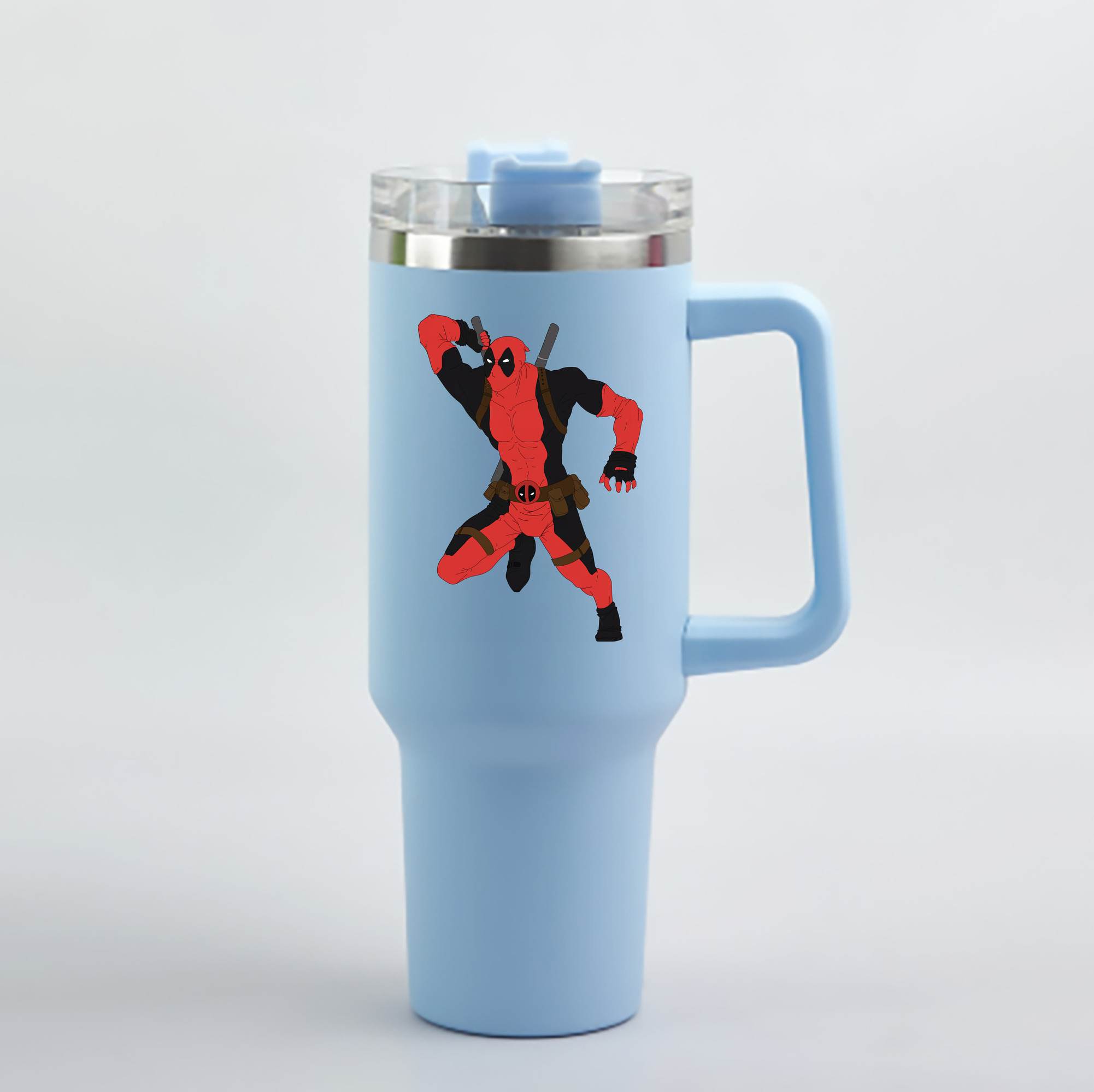 （画像用） Deadpool デッドプール 1200mL車用タンブラー - クリスタルステッカー（プラスチックストロー付き）