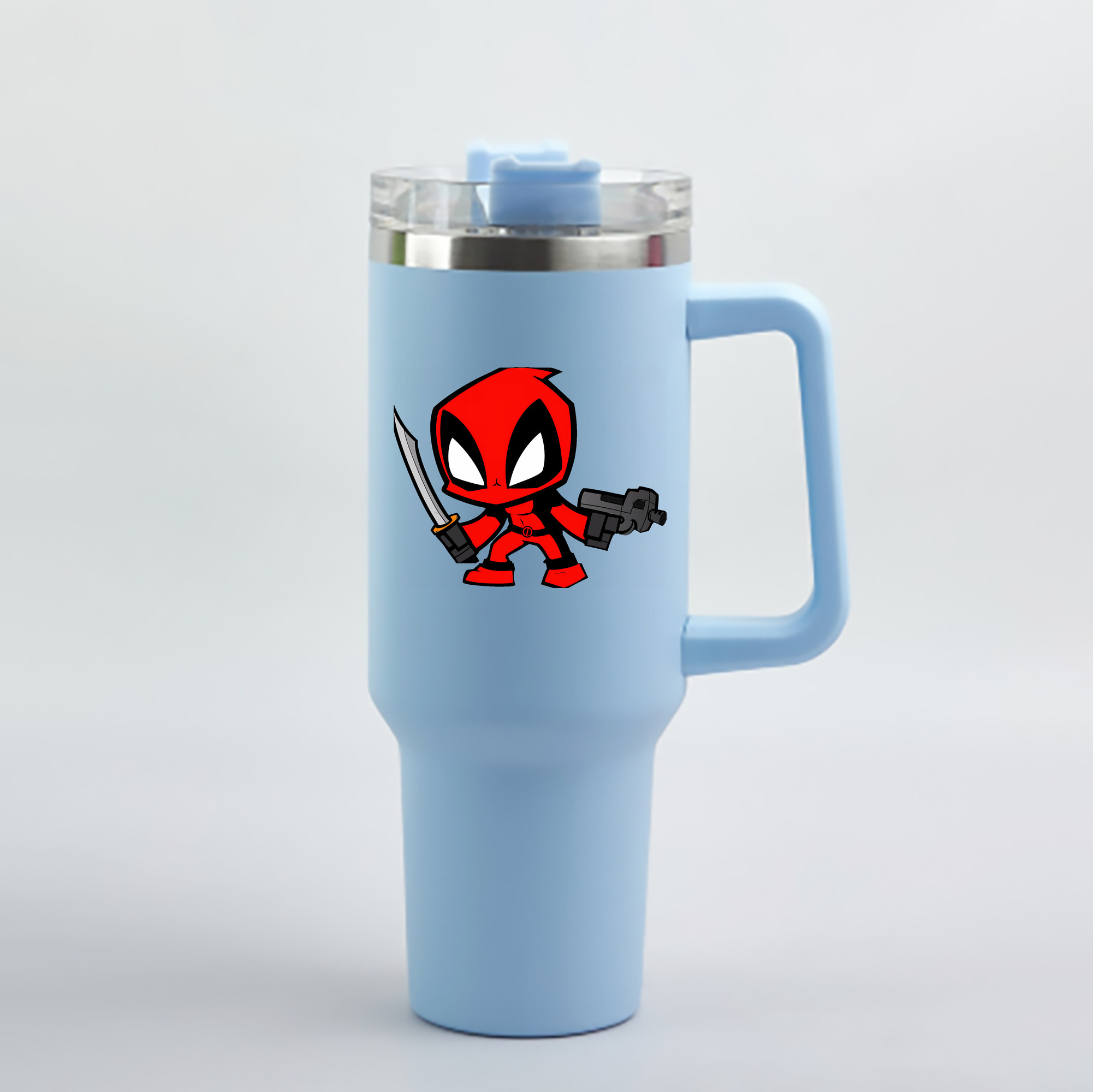 （画像用） Deadpool デッドプール 1200mL車用タンブラー - クリスタルステッカー（プラスチックストロー付き）