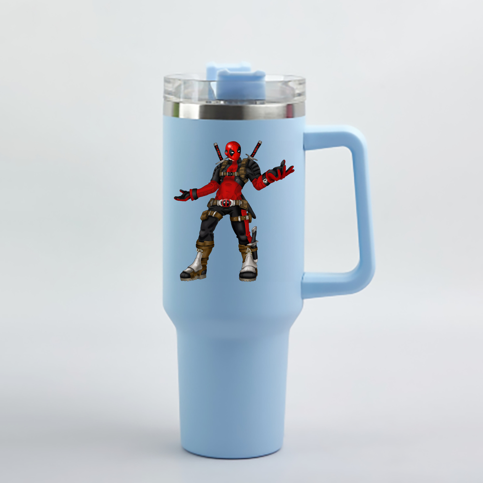 （画像用） Deadpool デッドプール 1200mL車用タンブラー - クリスタルステッカー（プラスチックストロー付き）