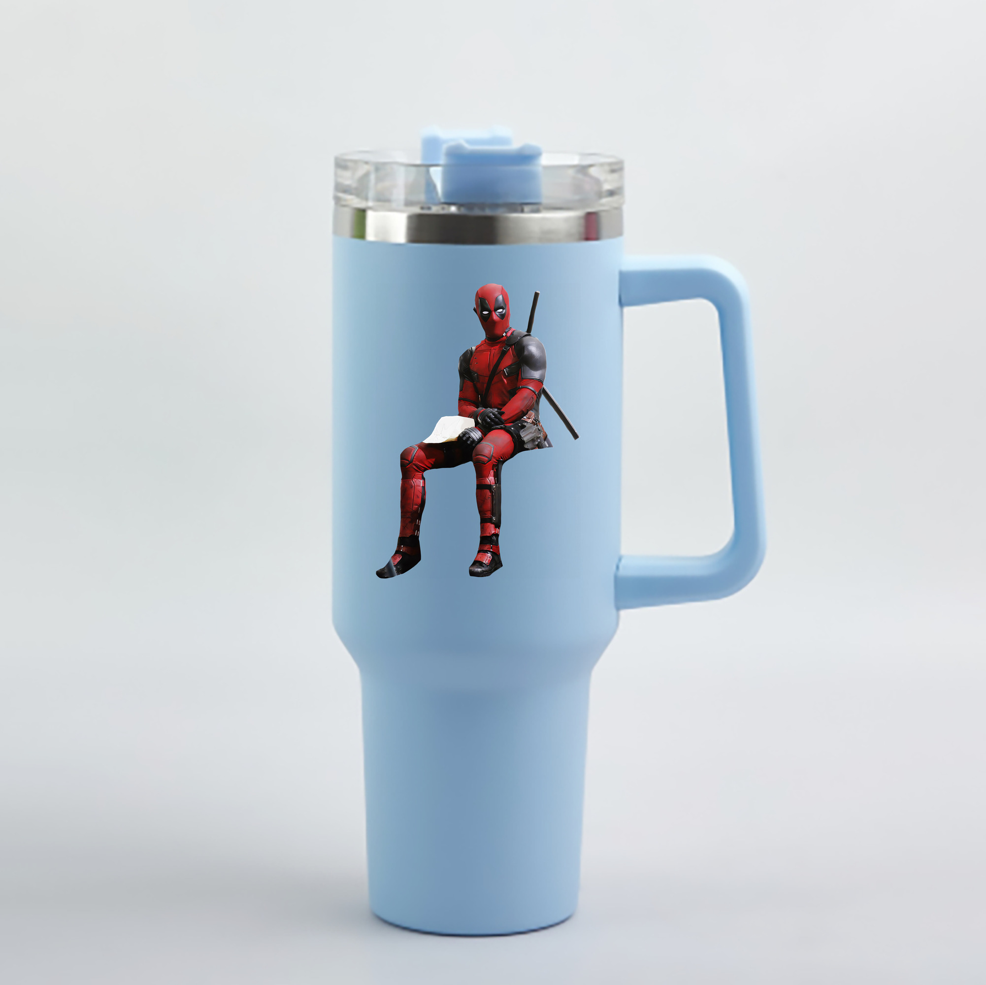（画像用） Deadpool デッドプール 1200mL車用タンブラー - クリスタルステッカー（プラスチックストロー付き）