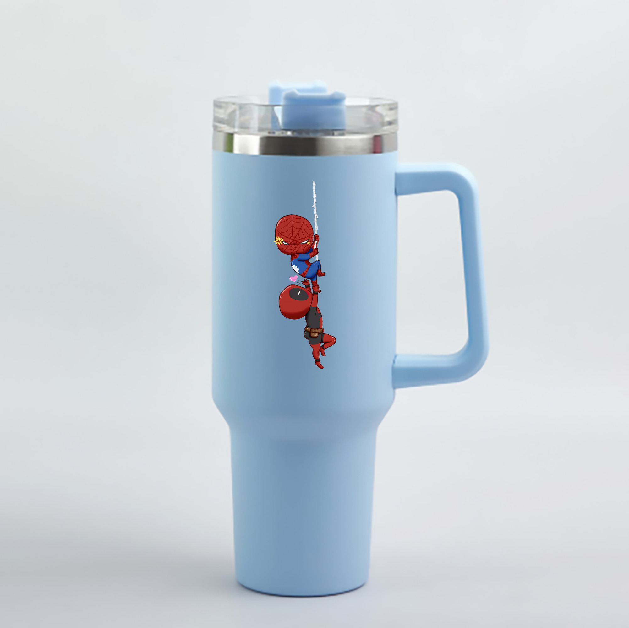 （画像用） Deadpool デッドプール 1200mL車用タンブラー - クリスタルステッカー（プラスチックストロー付き）