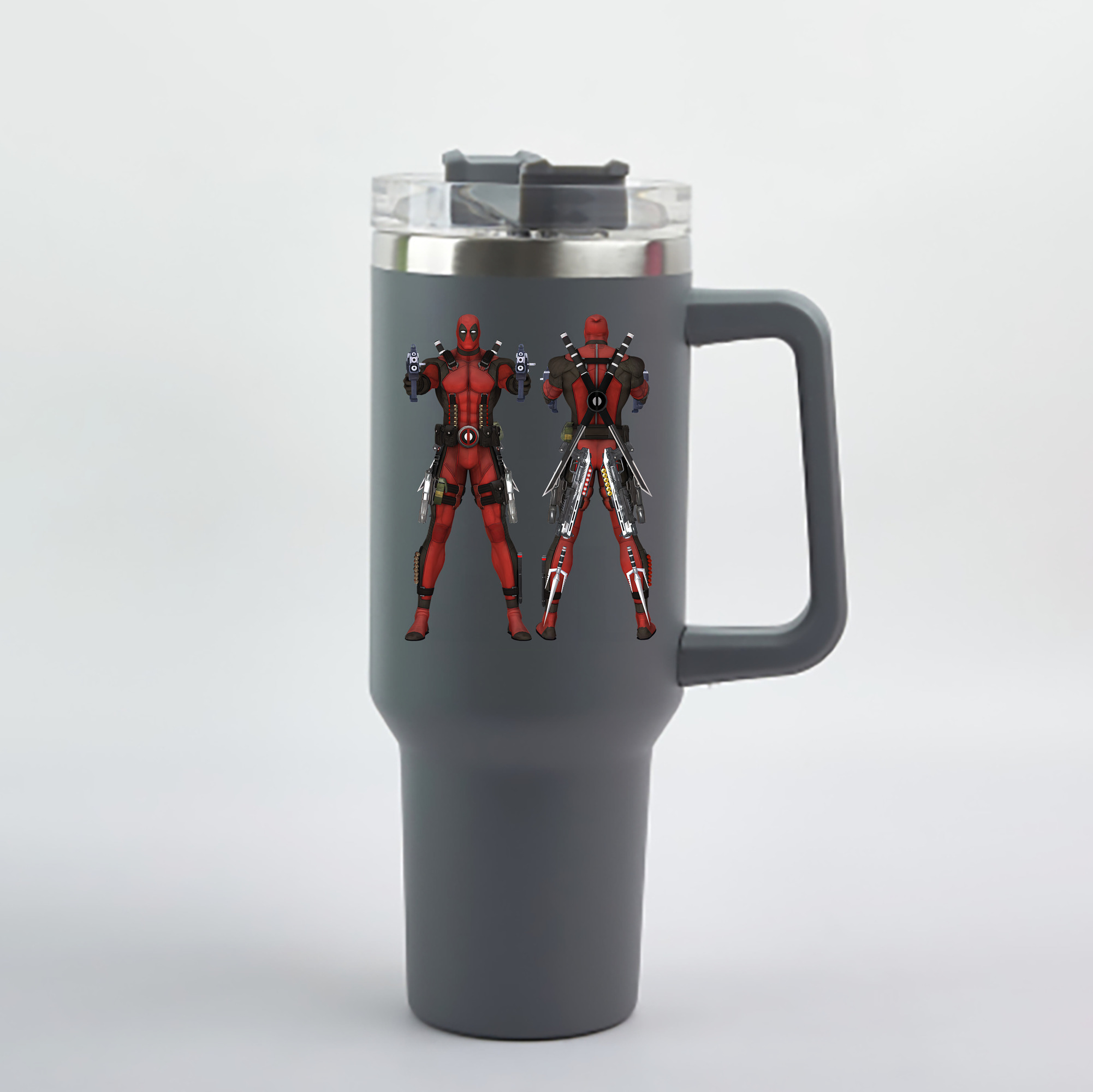 （画像用） Deadpool デッドプール 1200mL車用タンブラー - クリスタルステッカー（プラスチックストロー付き）