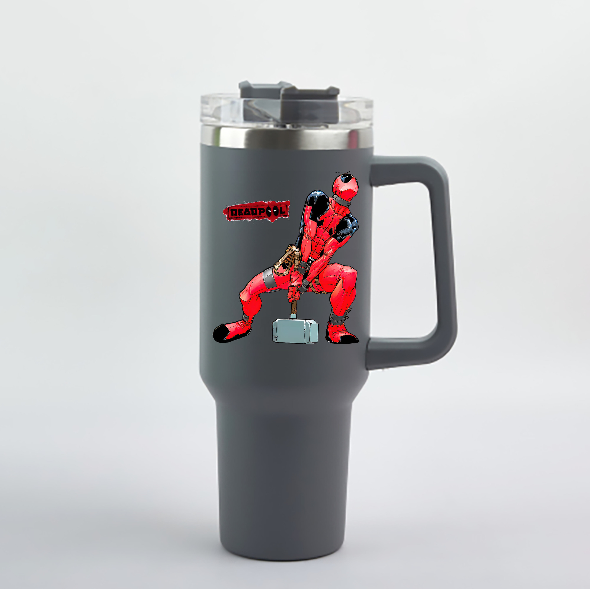 （画像用） Deadpool デッドプール 1200mL車用タンブラー - クリスタルステッカー（プラスチックストロー付き）