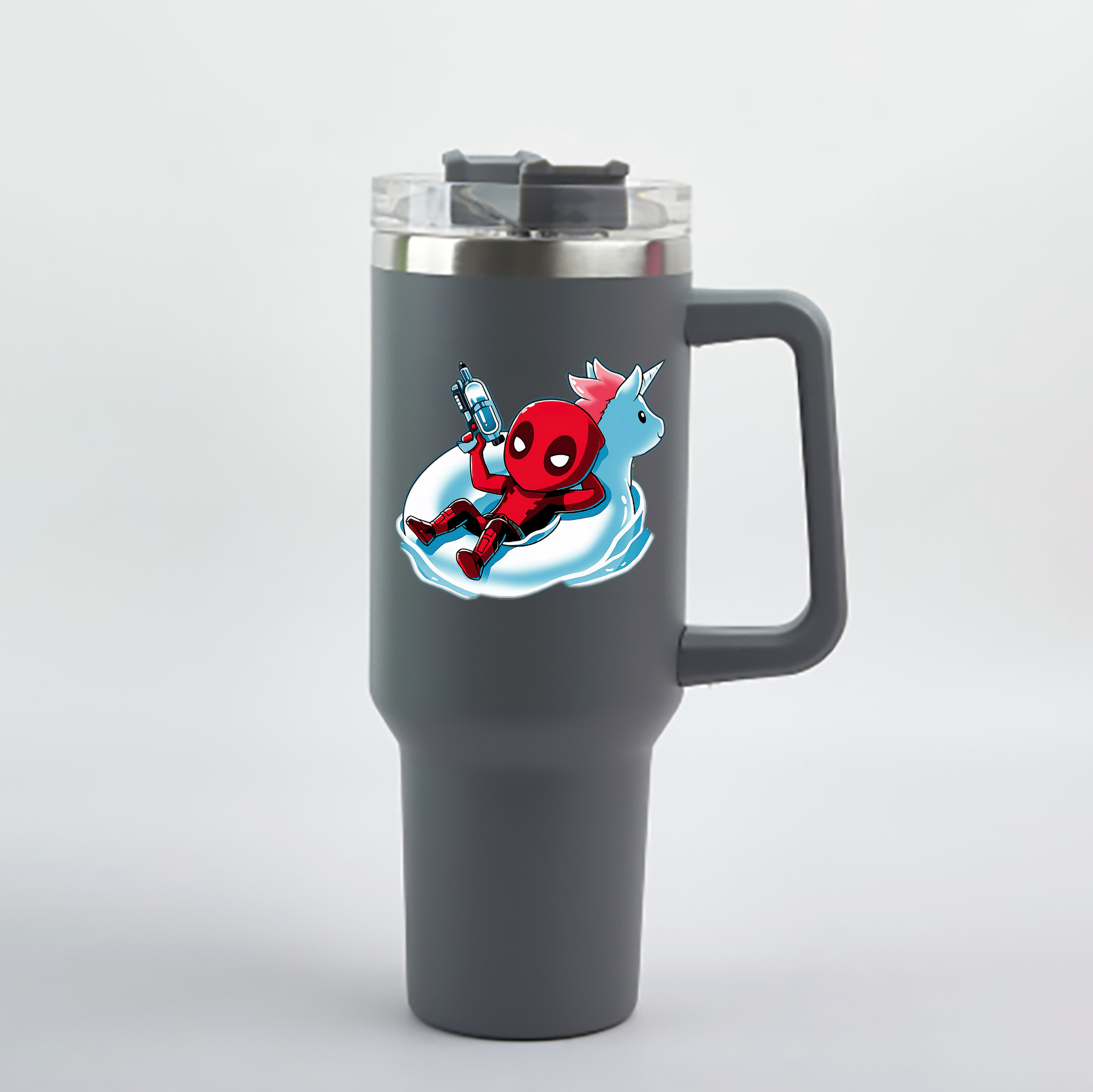 （画像用） Deadpool デッドプール 1200mL車用タンブラー - クリスタルステッカー（プラスチックストロー付き）