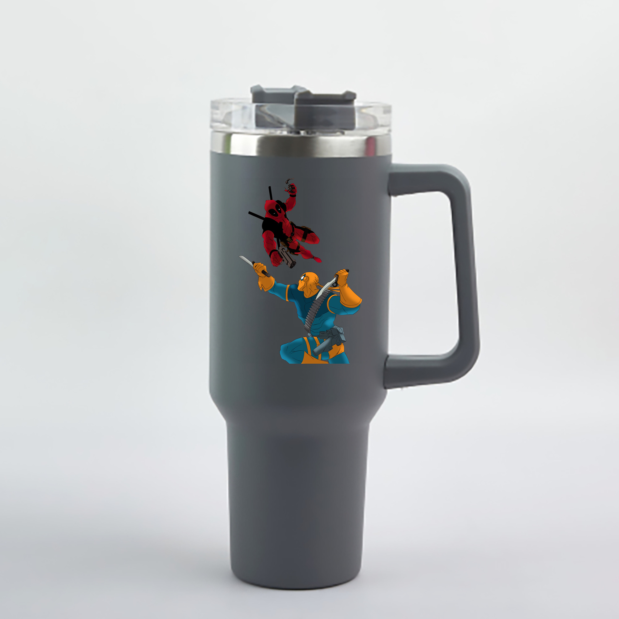 （画像用） Deadpool デッドプール 1200mL車用タンブラー - クリスタルステッカー（プラスチックストロー付き）