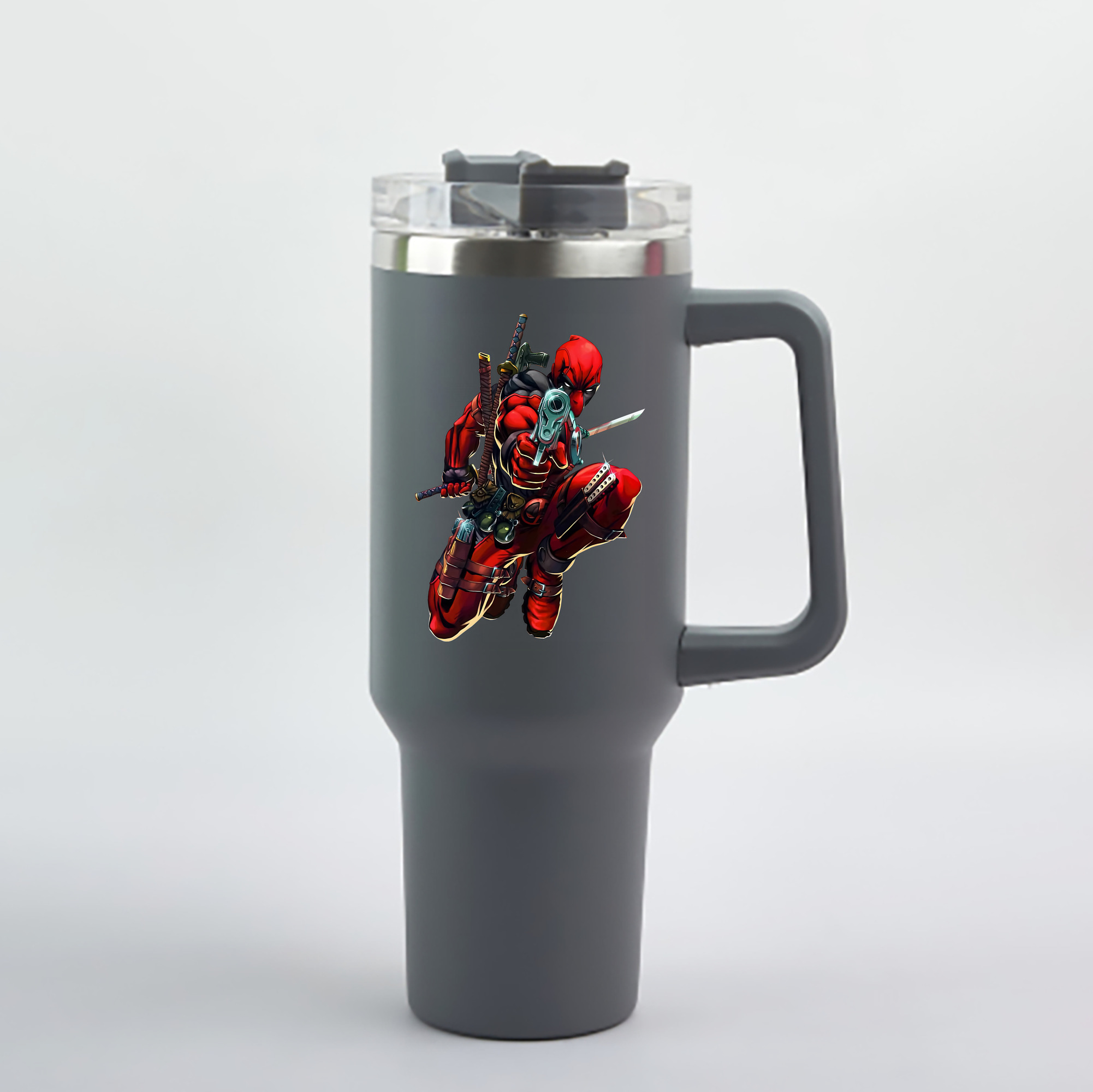 （画像用） Deadpool デッドプール 1200mL車用タンブラー - クリスタルステッカー（プラスチックストロー付き）