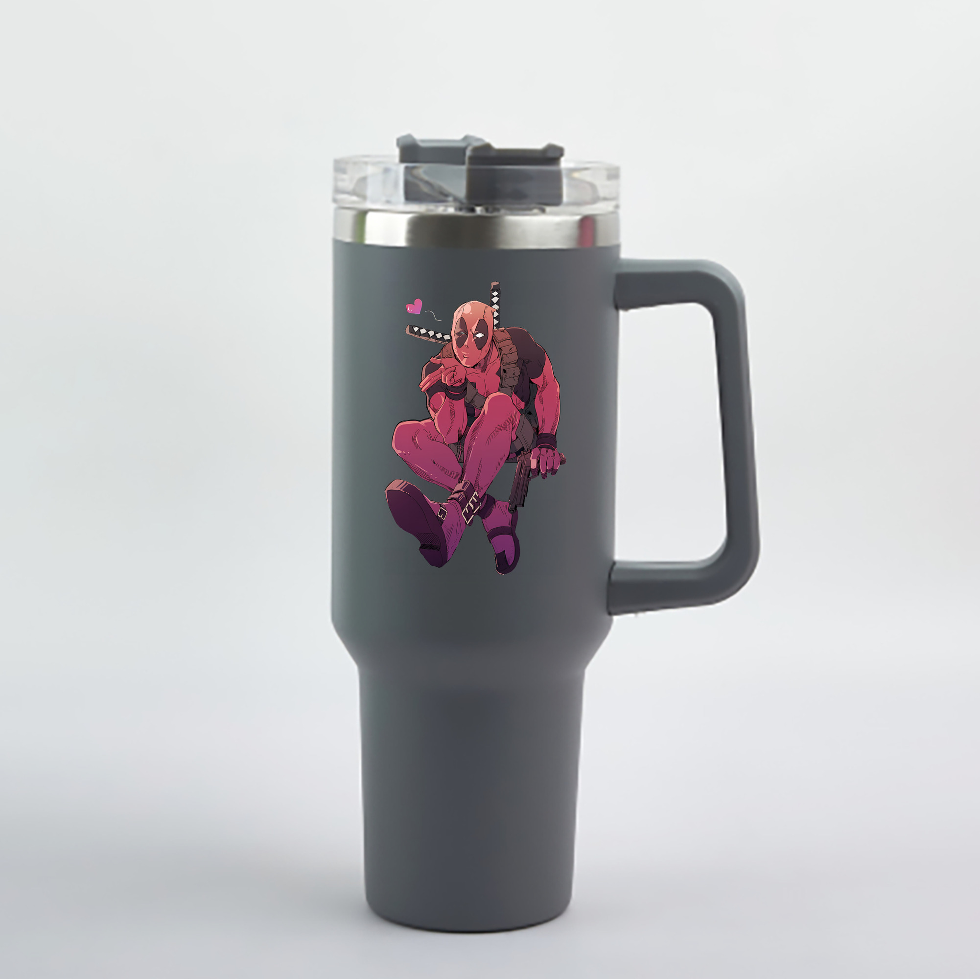 （画像用） Deadpool デッドプール 1200mL車用タンブラー - クリスタルステッカー（プラスチックストロー付き）