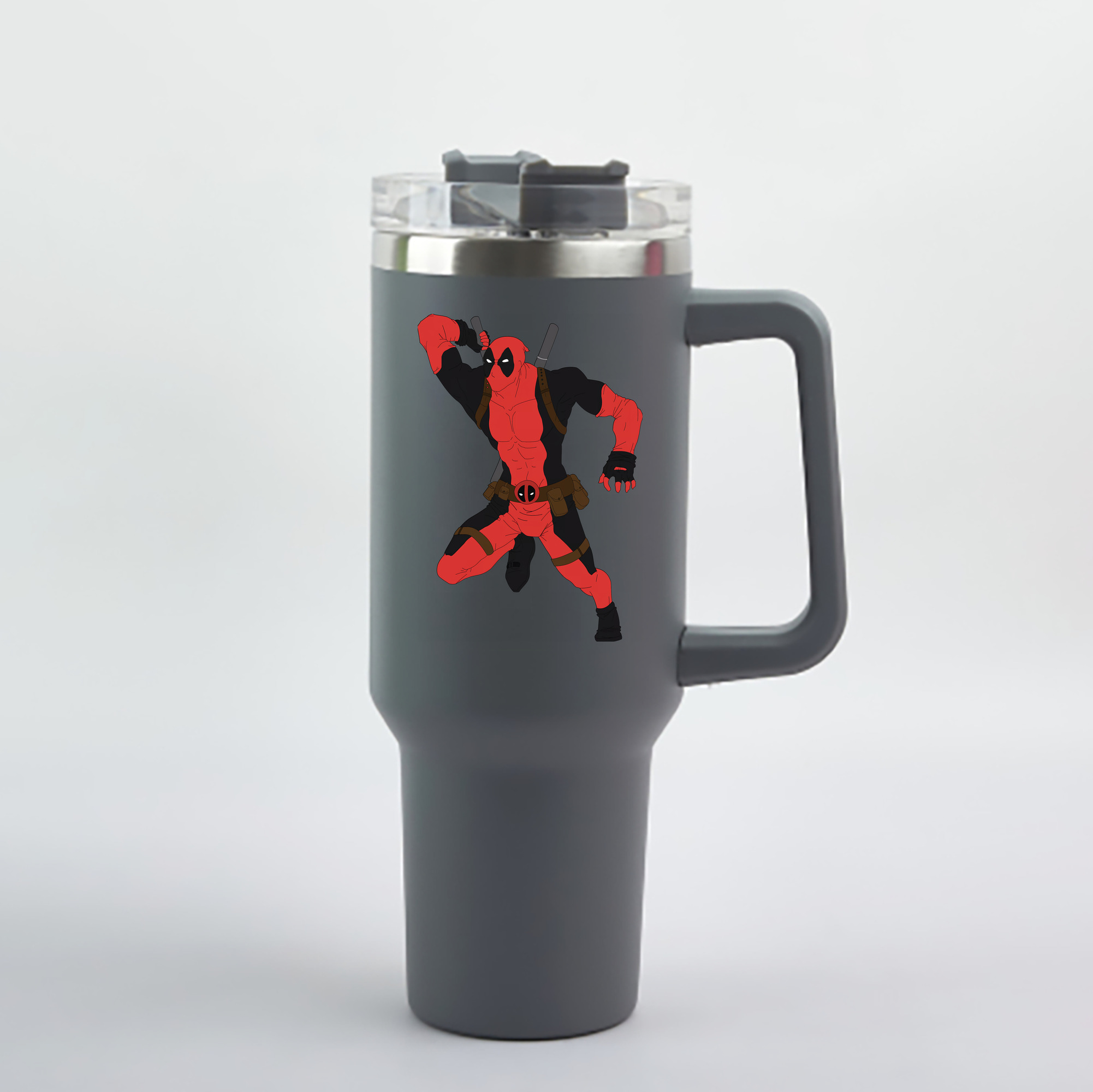 （画像用） Deadpool デッドプール 1200mL車用タンブラー - クリスタルステッカー（プラスチックストロー付き）