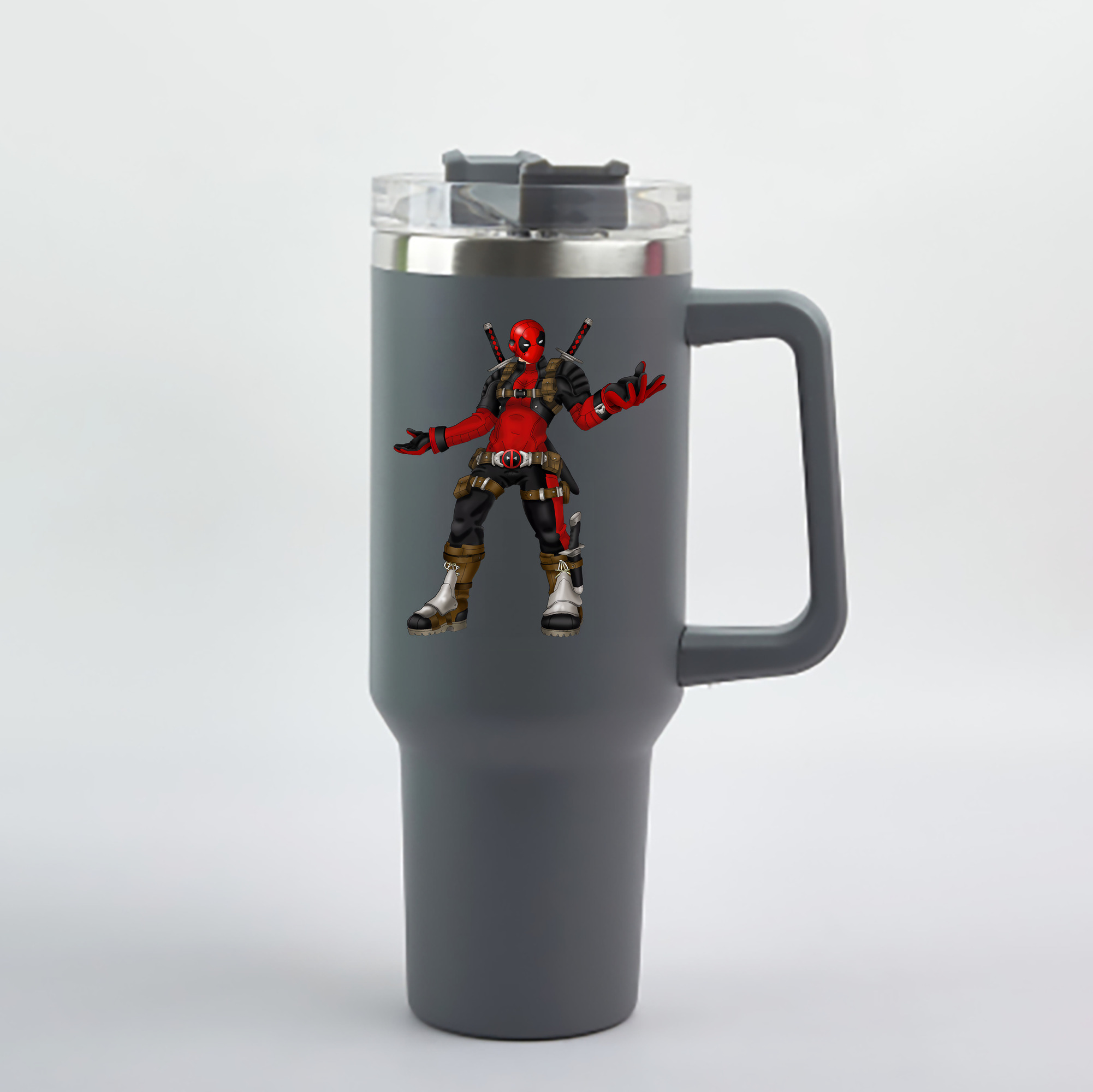 （画像用） Deadpool デッドプール 1200mL車用タンブラー - クリスタルステッカー（プラスチックストロー付き）