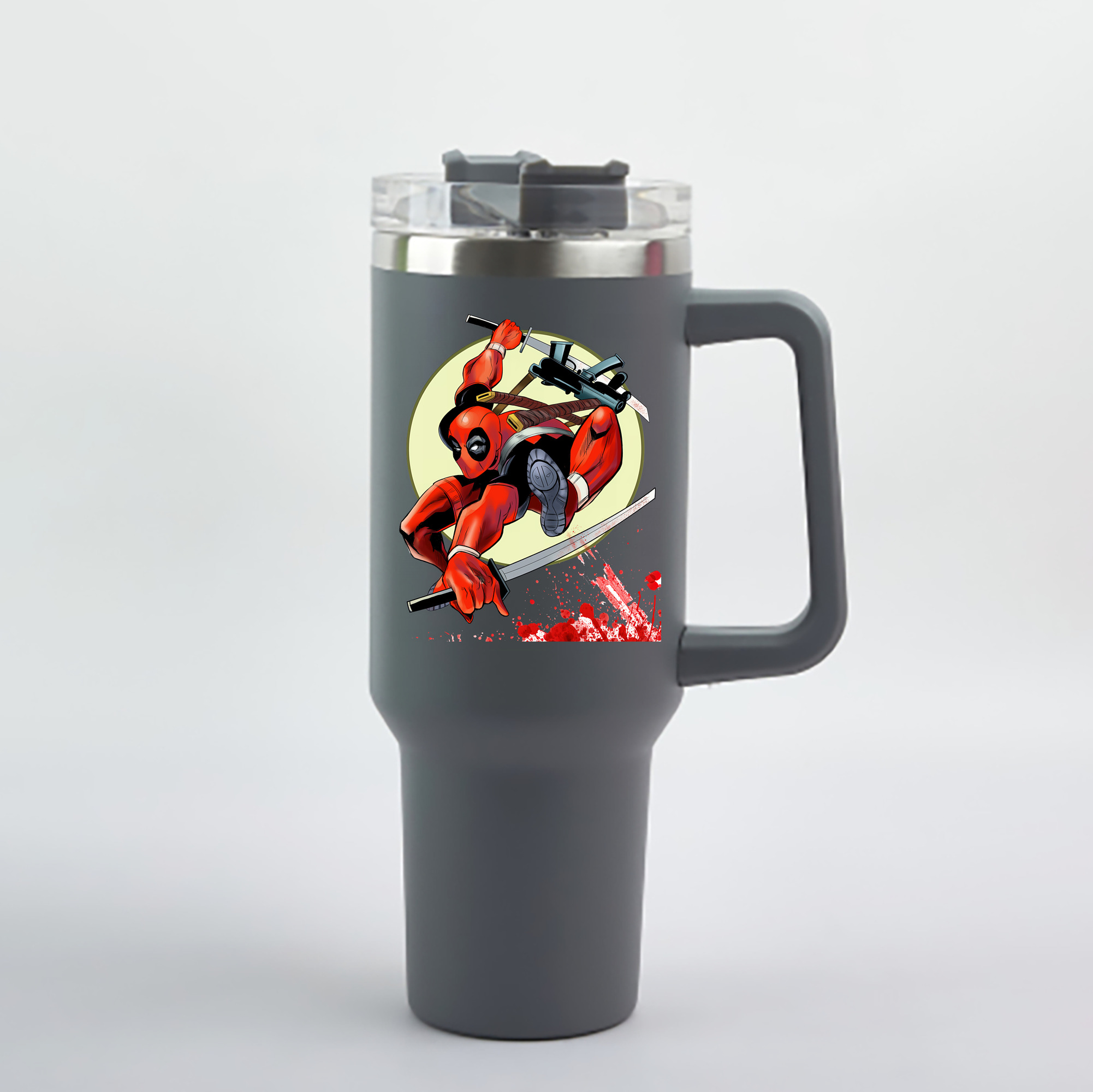 （画像用） Deadpool デッドプール 1200mL車用タンブラー - クリスタルステッカー（プラスチックストロー付き）