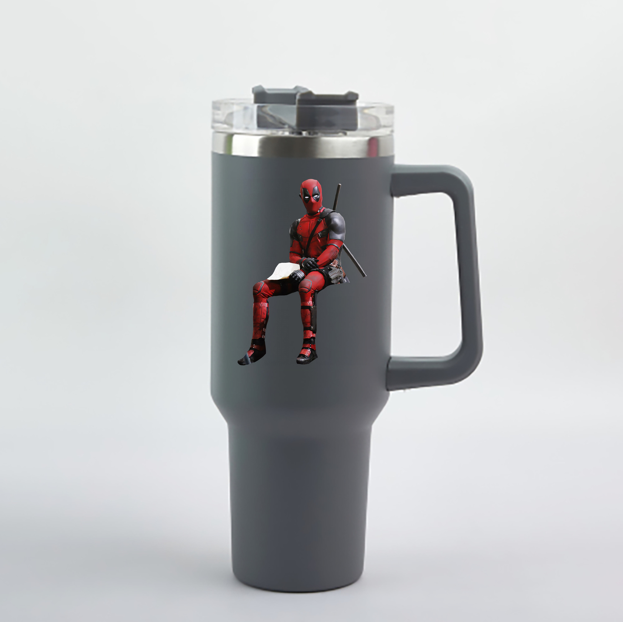 （画像用） Deadpool デッドプール 1200mL車用タンブラー - クリスタルステッカー（プラスチックストロー付き）
