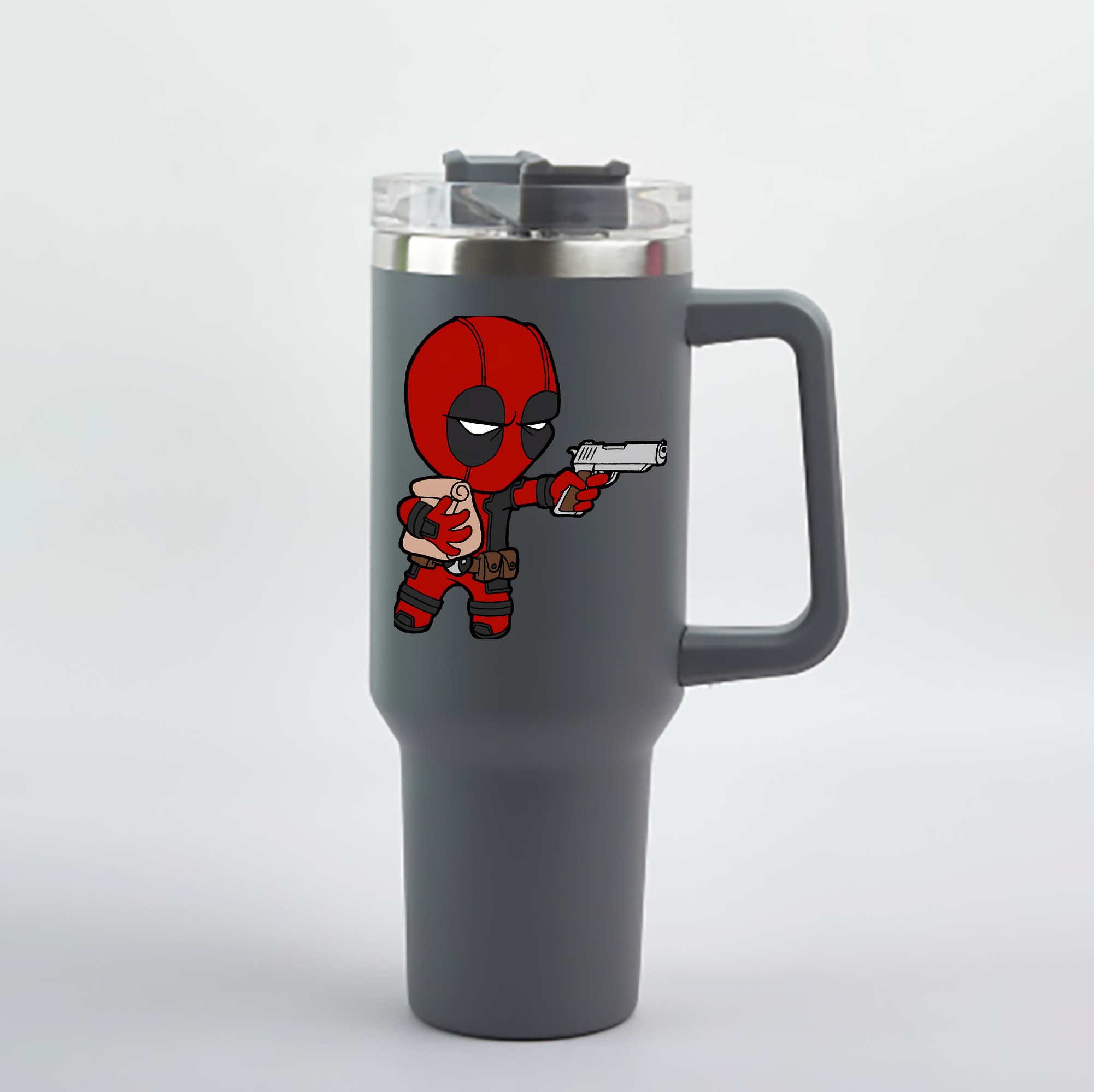 （画像用） Deadpool デッドプール 1200mL車用タンブラー - クリスタルステッカー（プラスチックストロー付き）