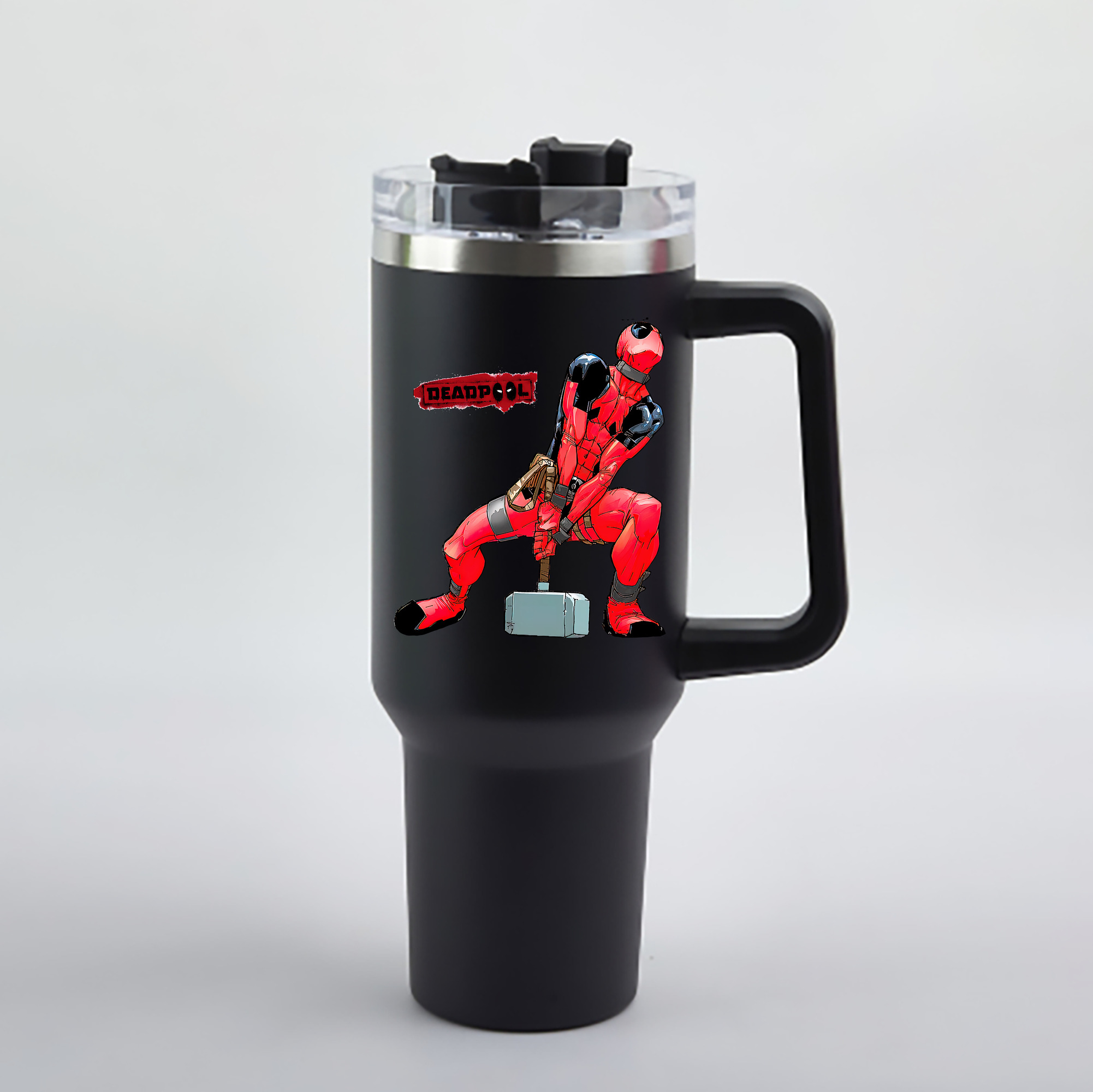 （画像用） Deadpool デッドプール 1200mL車用タンブラー - クリスタルステッカー（プラスチックストロー付き）