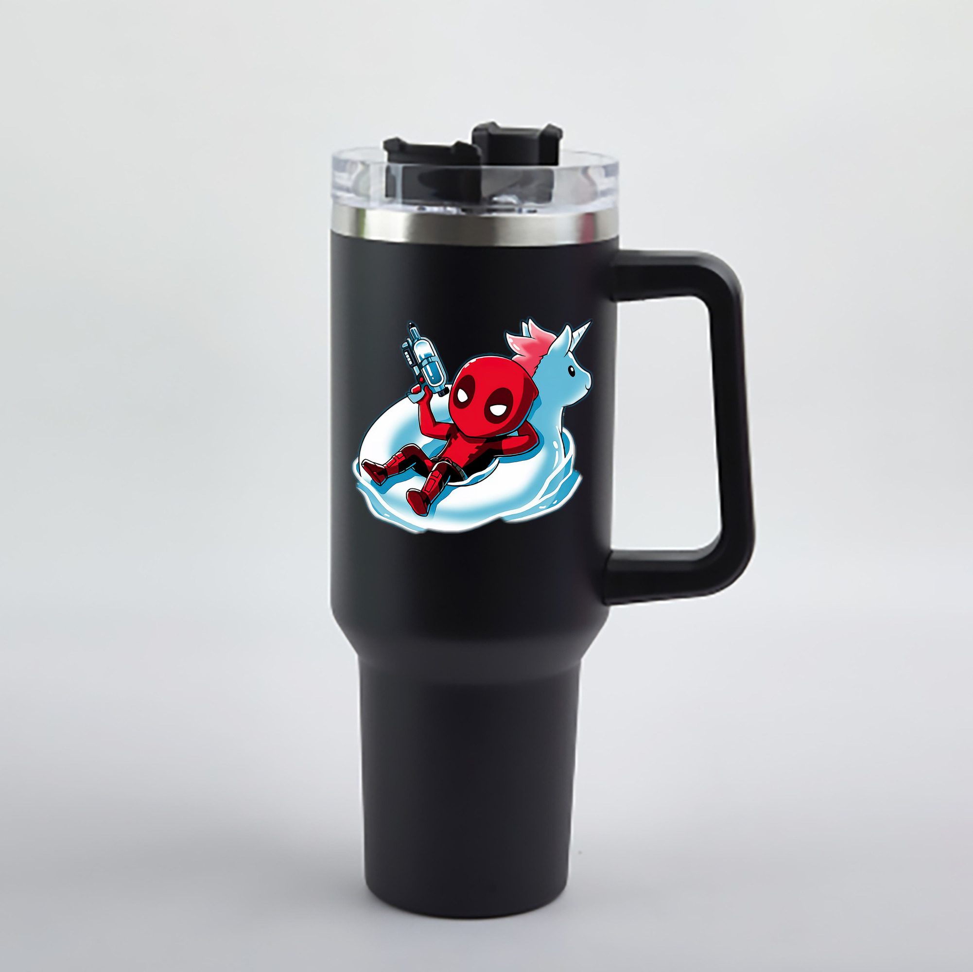 （画像用） Deadpool デッドプール 1200mL車用タンブラー - クリスタルステッカー（プラスチックストロー付き）