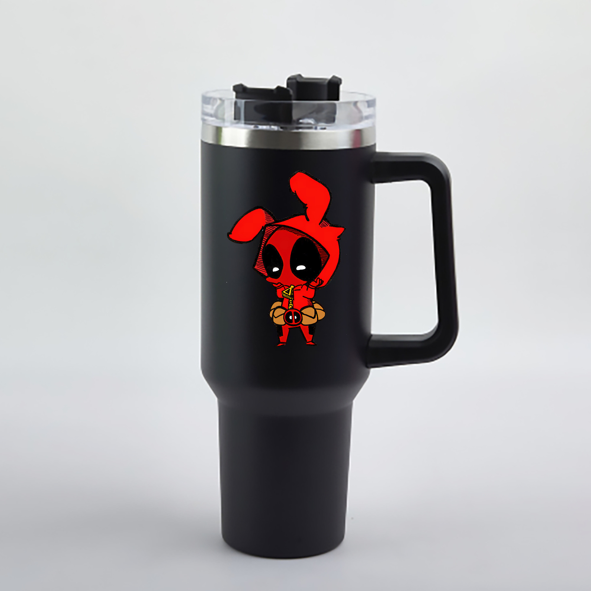 （画像用） Deadpool デッドプール 1200mL車用タンブラー - クリスタルステッカー（プラスチックストロー付き）