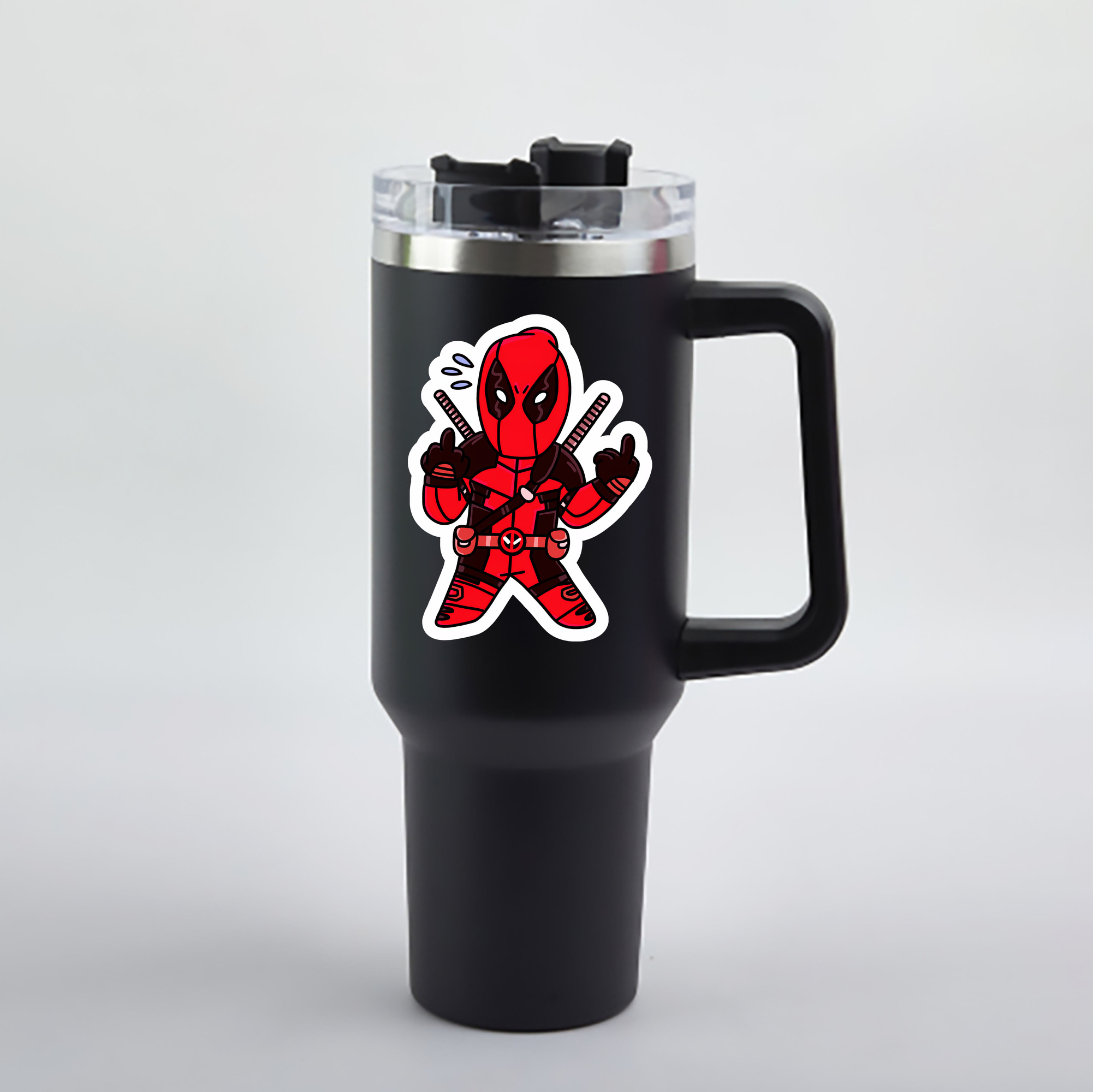 （画像用） Deadpool デッドプール 1200mL車用タンブラー - クリスタルステッカー（プラスチックストロー付き）