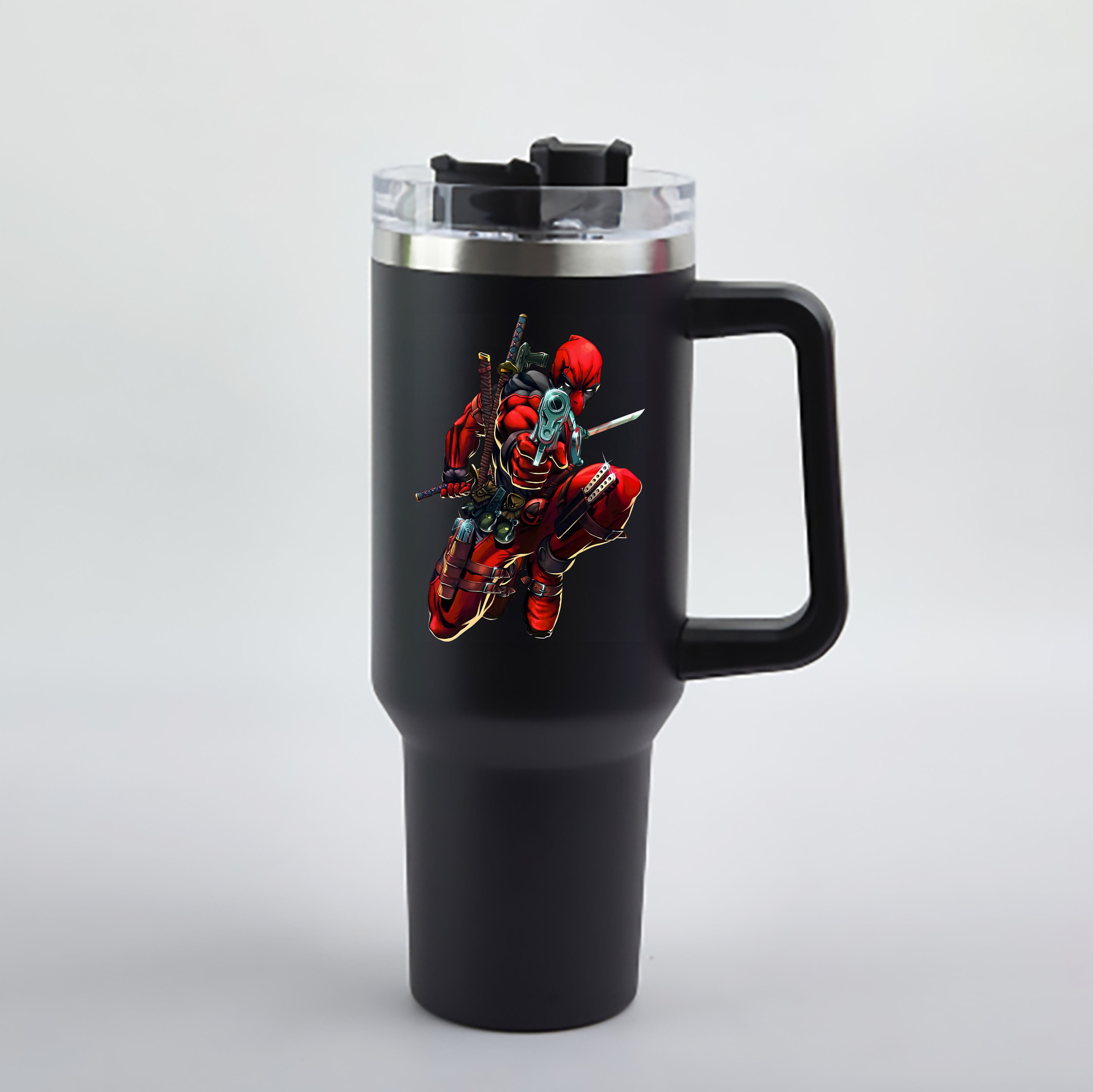 （画像用） Deadpool デッドプール 1200mL車用タンブラー - クリスタルステッカー（プラスチックストロー付き）