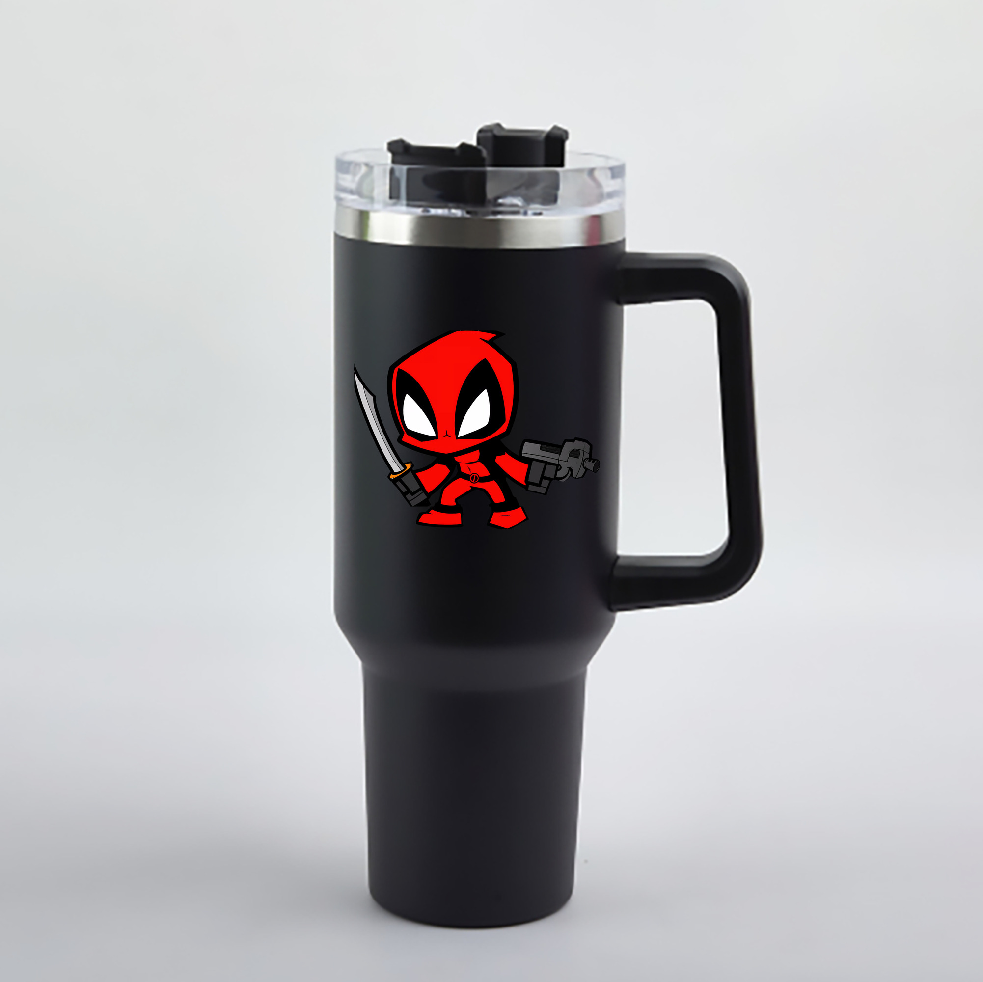 （画像用） Deadpool デッドプール 1200mL車用タンブラー - クリスタルステッカー（プラスチックストロー付き）