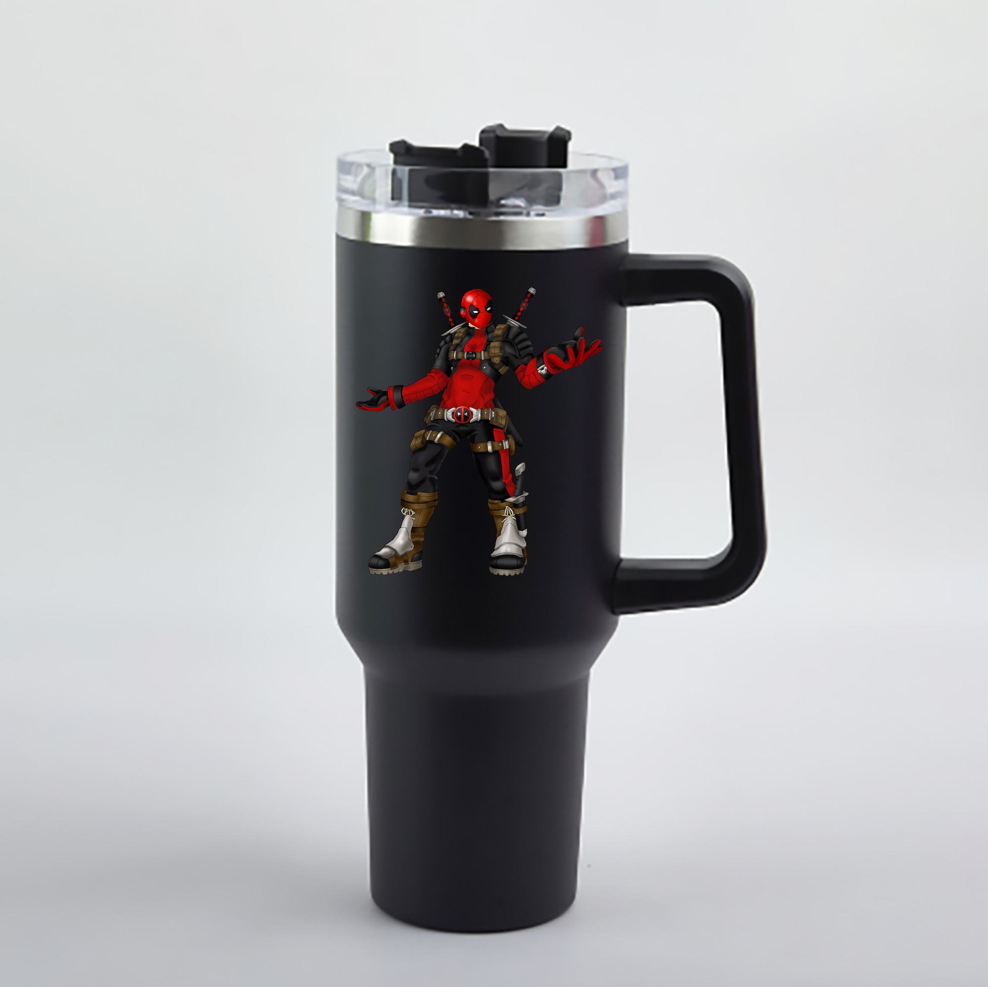 （画像用） Deadpool デッドプール 1200mL車用タンブラー - クリスタルステッカー（プラスチックストロー付き）
