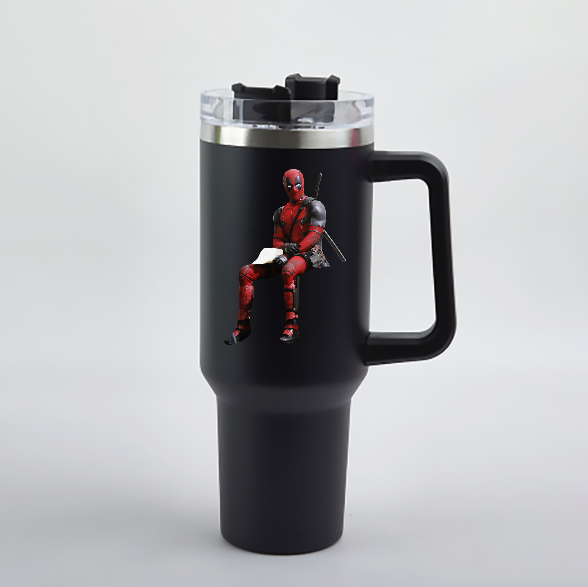 （画像用） Deadpool デッドプール 1200mL車用タンブラー - クリスタルステッカー（プラスチックストロー付き）