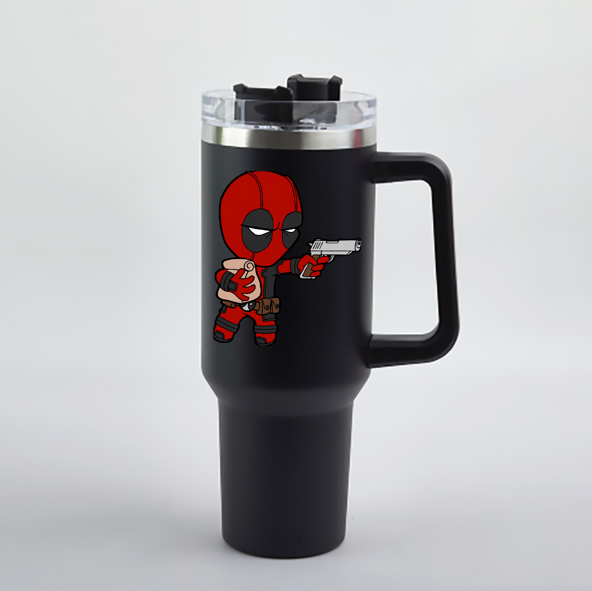 （画像用） Deadpool デッドプール 1200mL車用タンブラー - クリスタルステッカー（プラスチックストロー付き）