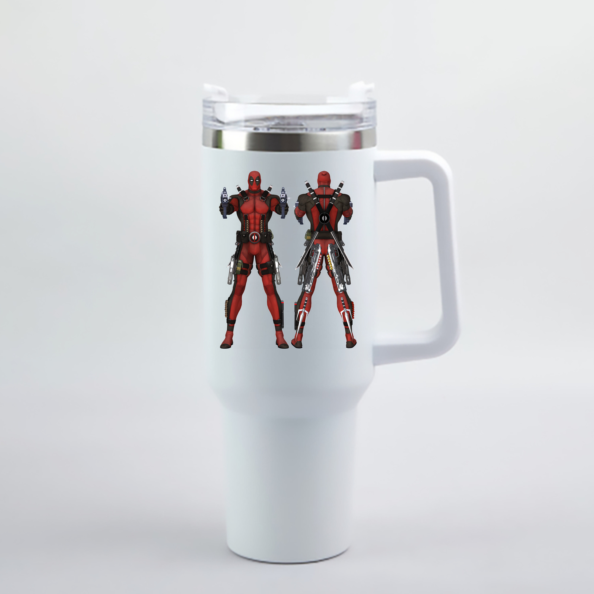 （画像用） Deadpool デッドプール 1200mL車用タンブラー - クリスタルステッカー（プラスチックストロー付き）