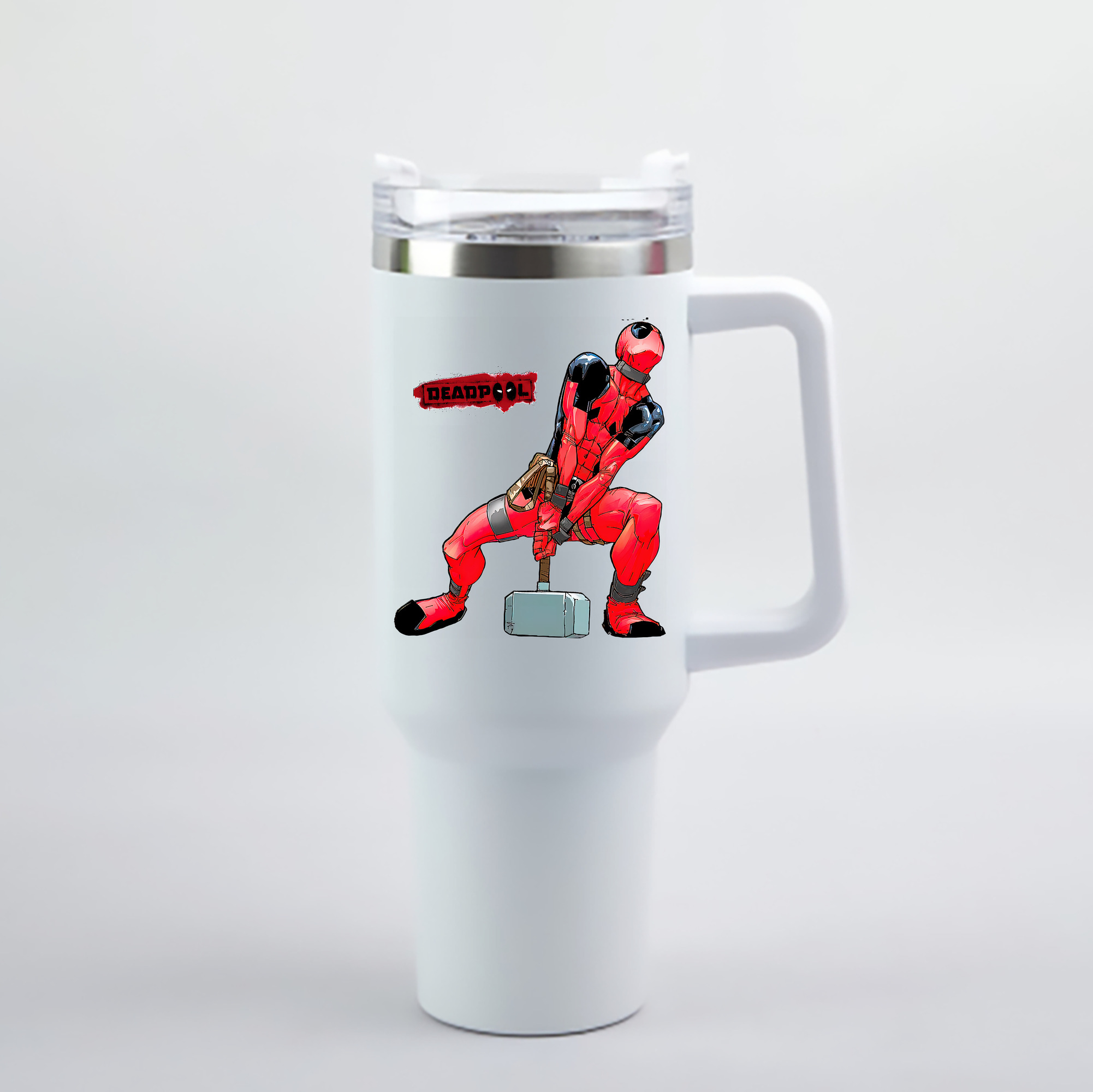 （画像用） Deadpool デッドプール 1200mL車用タンブラー - クリスタルステッカー（プラスチックストロー付き）