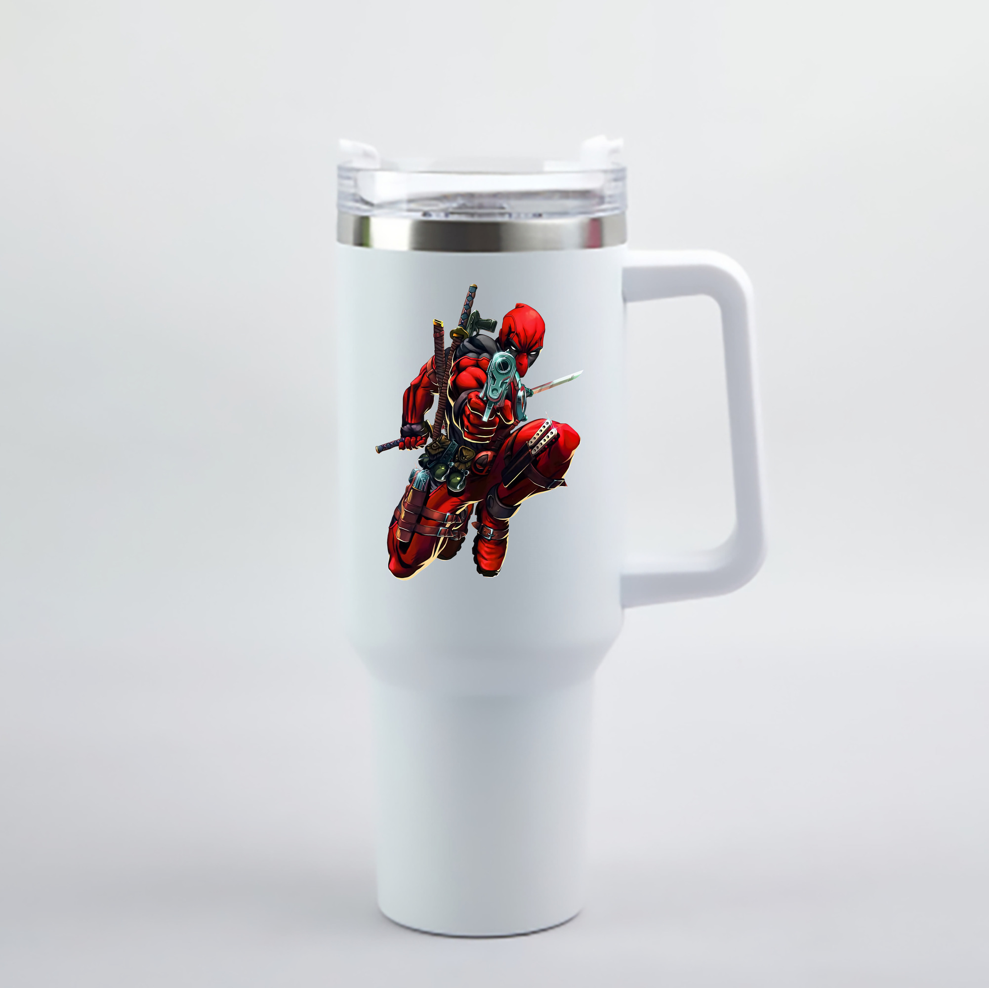 （画像用） Deadpool デッドプール 1200mL車用タンブラー - クリスタルステッカー（プラスチックストロー付き）