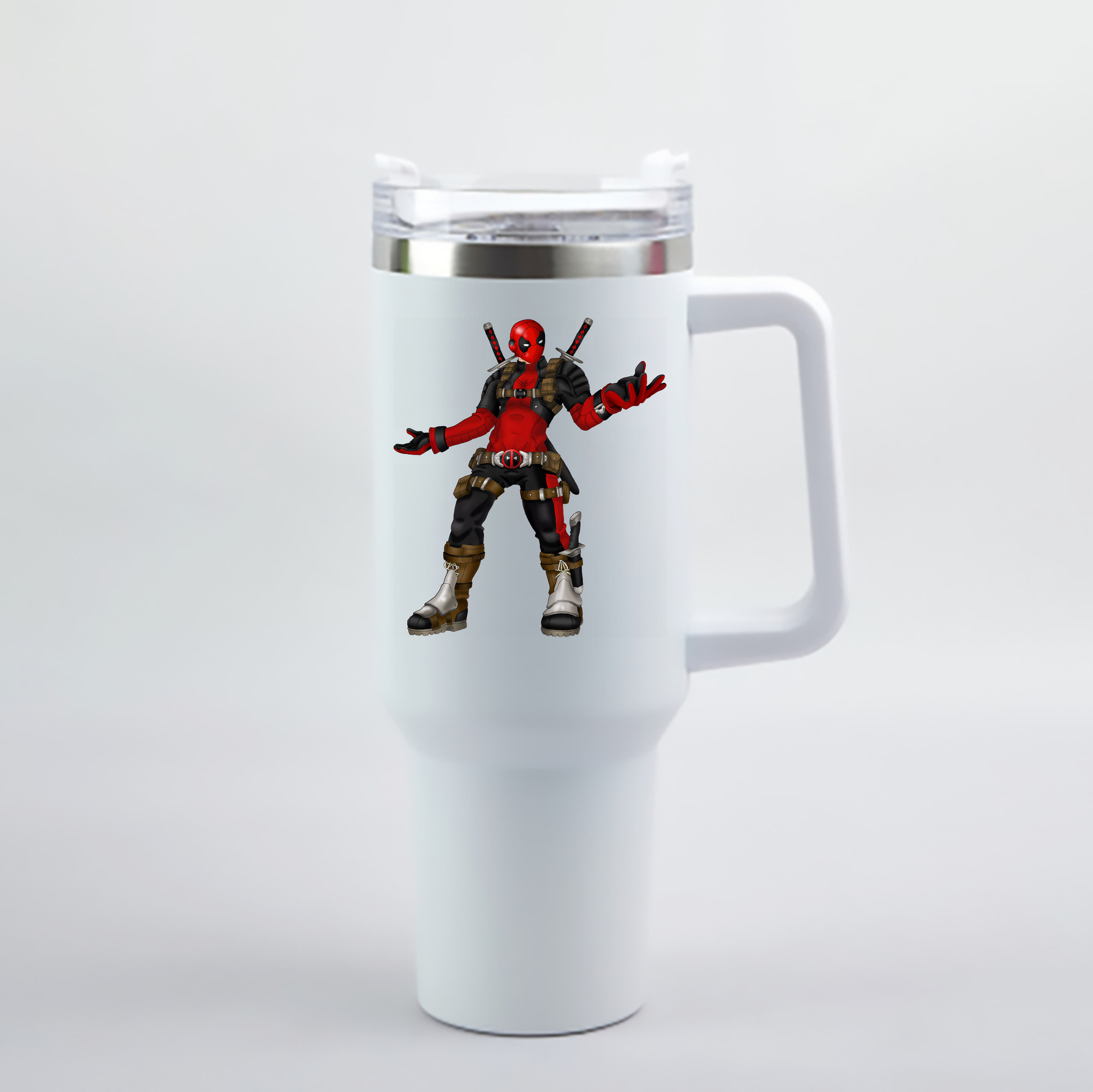 （画像用） Deadpool デッドプール 1200mL車用タンブラー - クリスタルステッカー（プラスチックストロー付き）