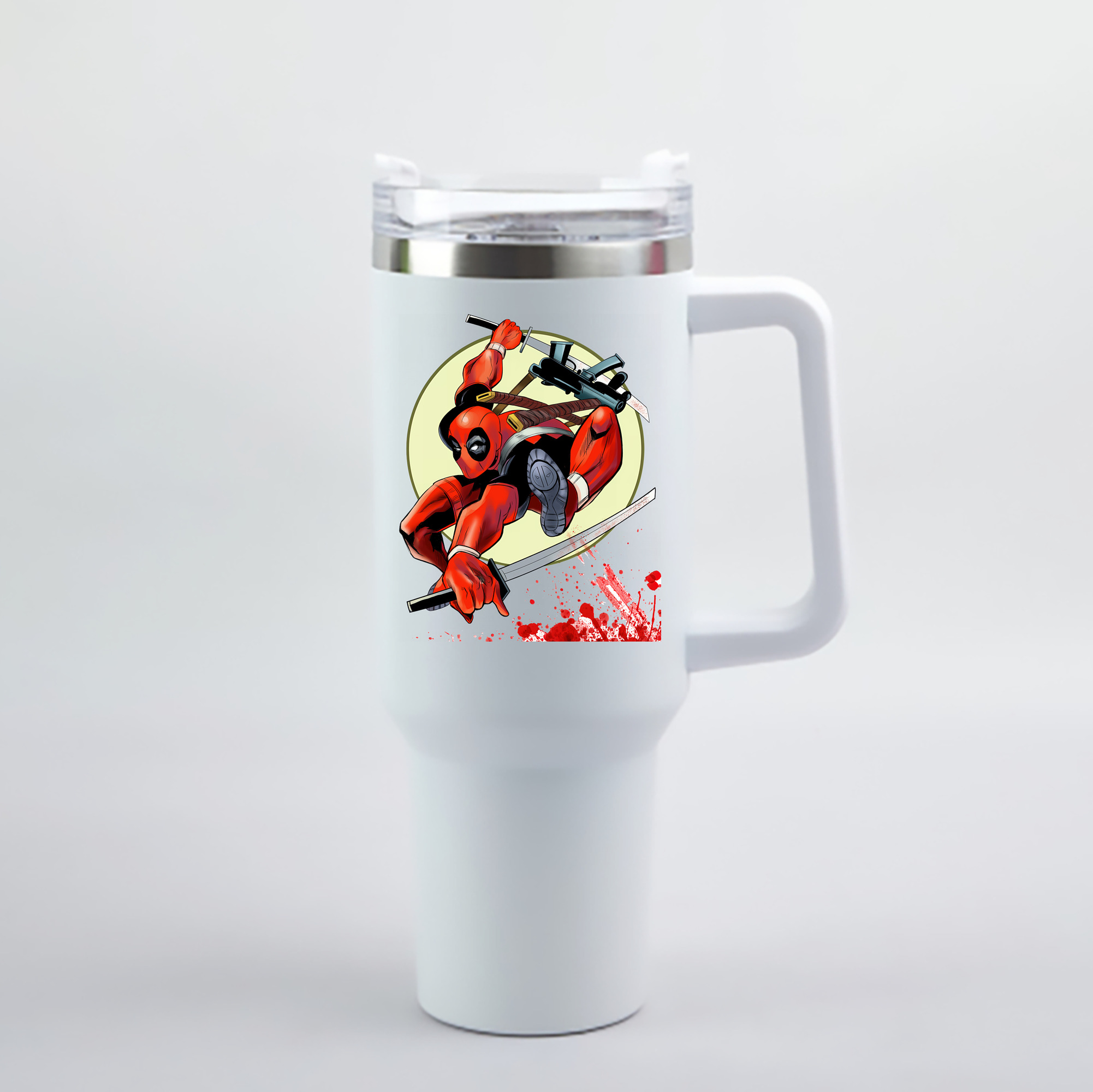 （画像用） Deadpool デッドプール 1200mL車用タンブラー - クリスタルステッカー（プラスチックストロー付き）