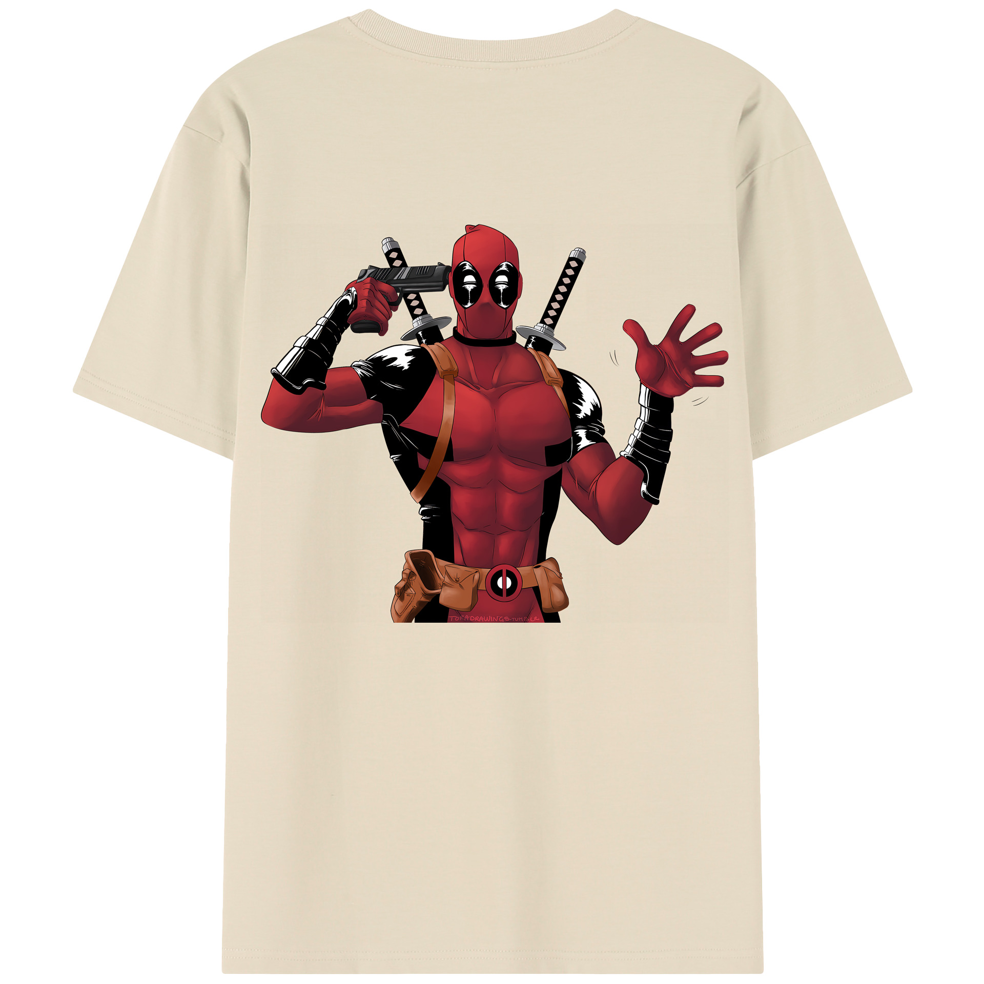 （画像用） Deadpool デッドプール 綿100％半袖Tシャツ（背面プリント）
