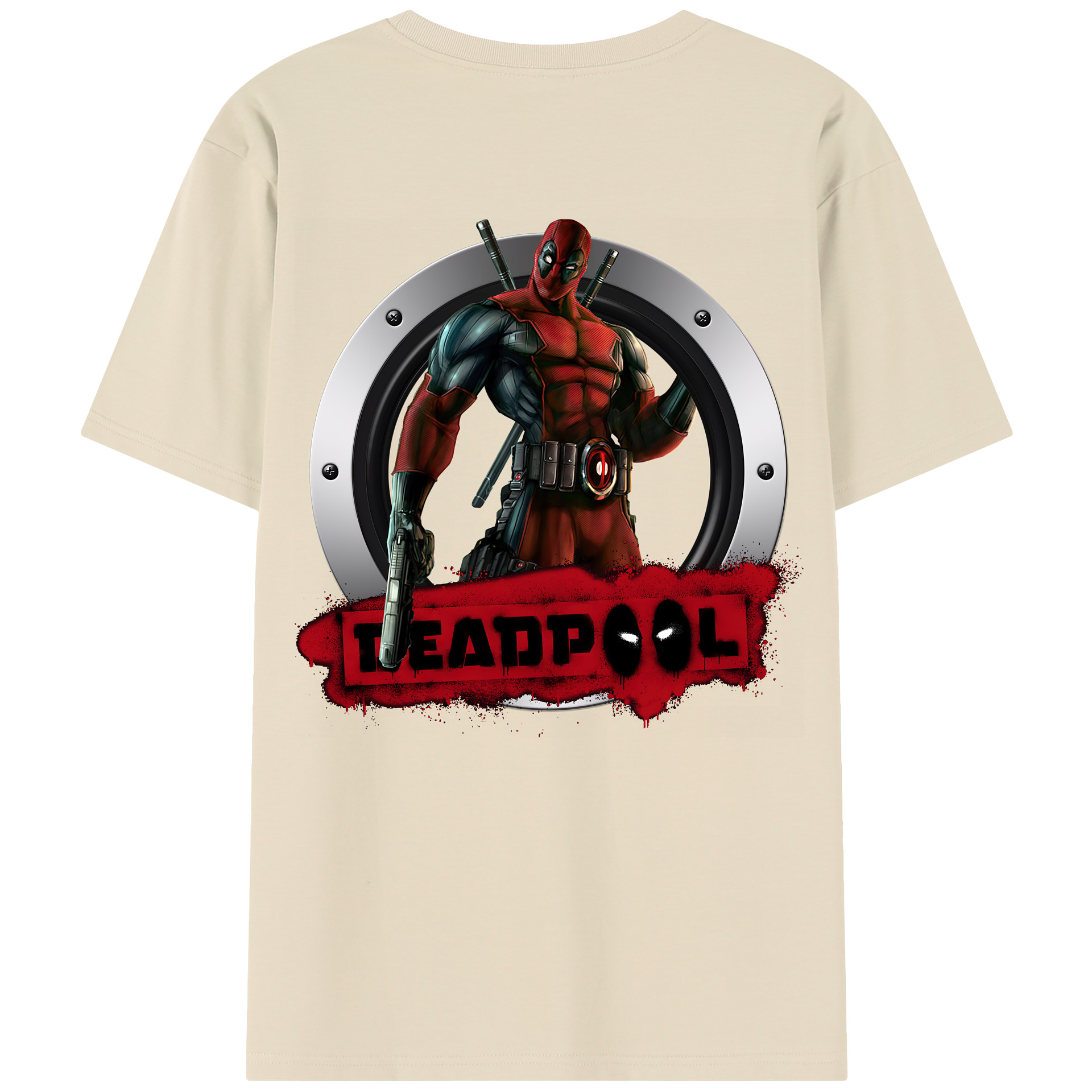 （画像用） Deadpool デッドプール 綿100％半袖Tシャツ（背面プリント）