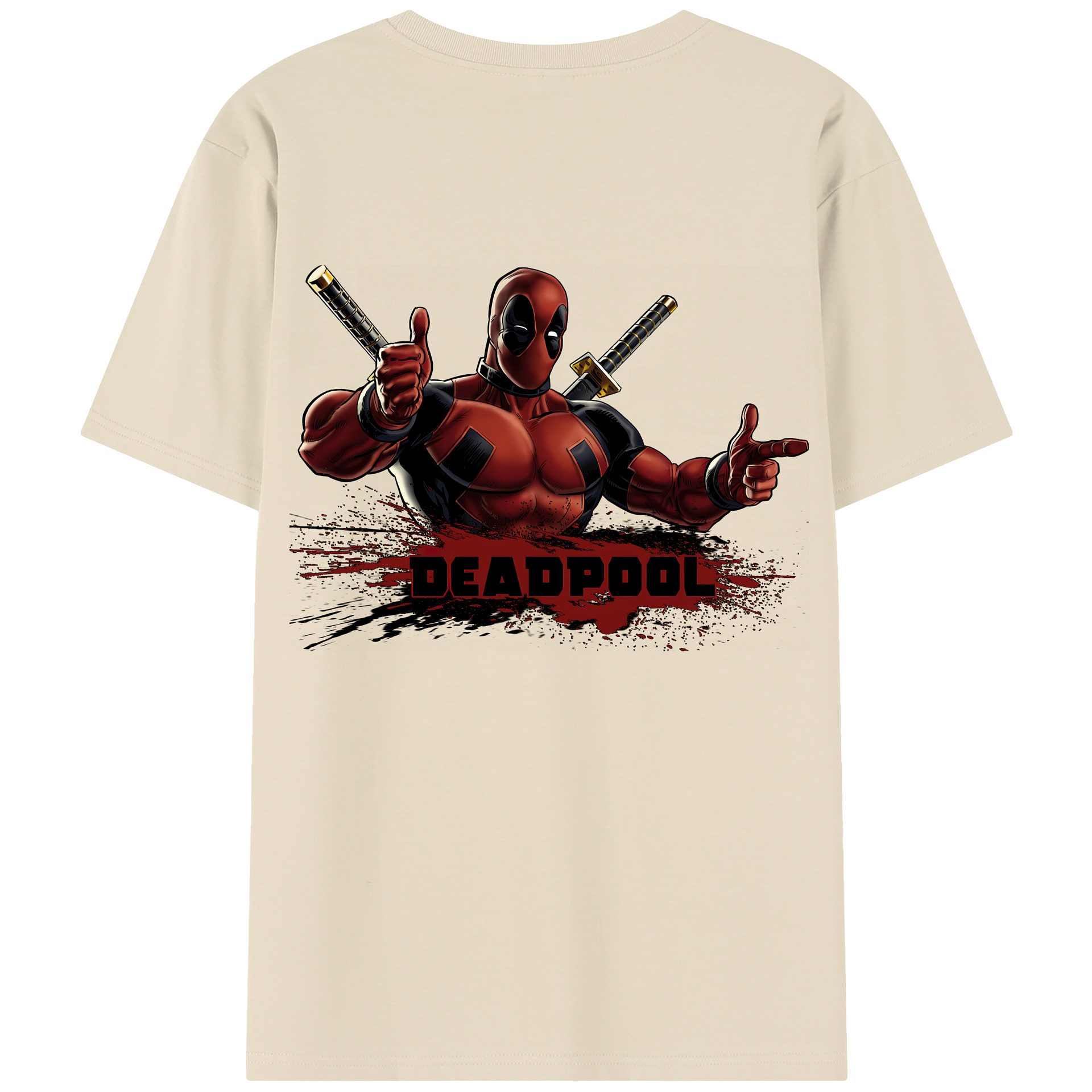 （画像用） Deadpool デッドプール 綿100％半袖Tシャツ（背面プリント）