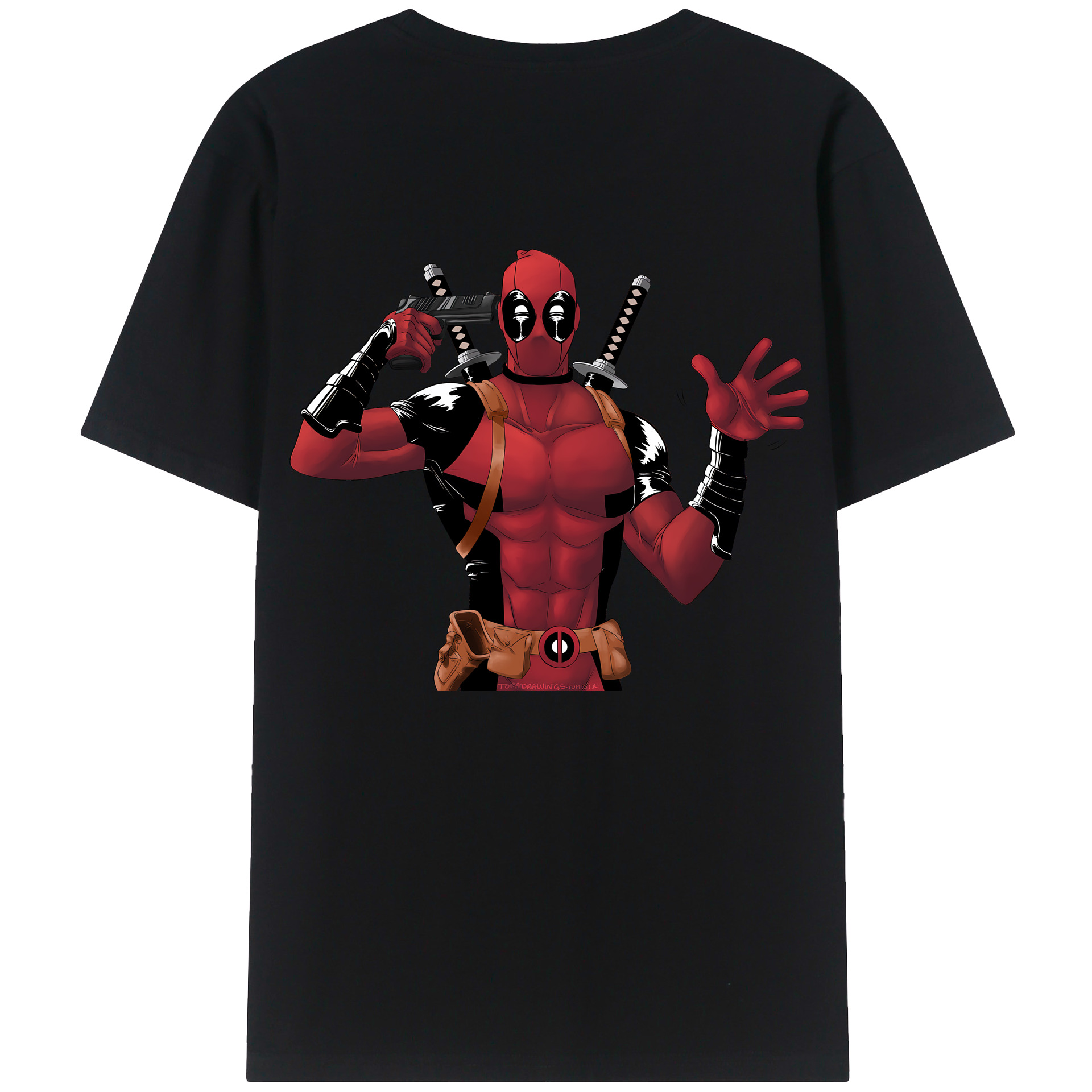 （画像用） Deadpool デッドプール 綿100％半袖Tシャツ（背面プリント）