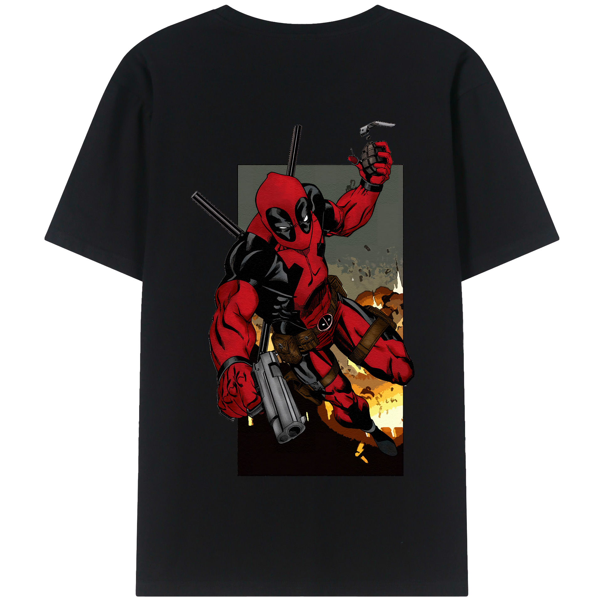 （画像用） Deadpool デッドプール 綿100％半袖Tシャツ（背面プリント）