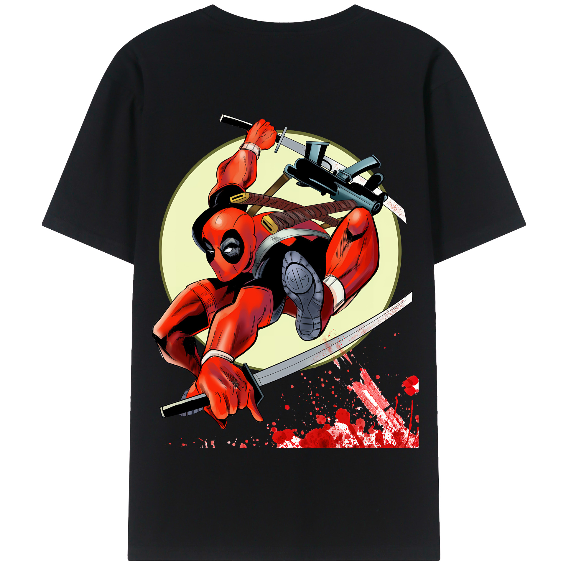 （画像用） Deadpool デッドプール 綿100％半袖Tシャツ（背面プリント）
