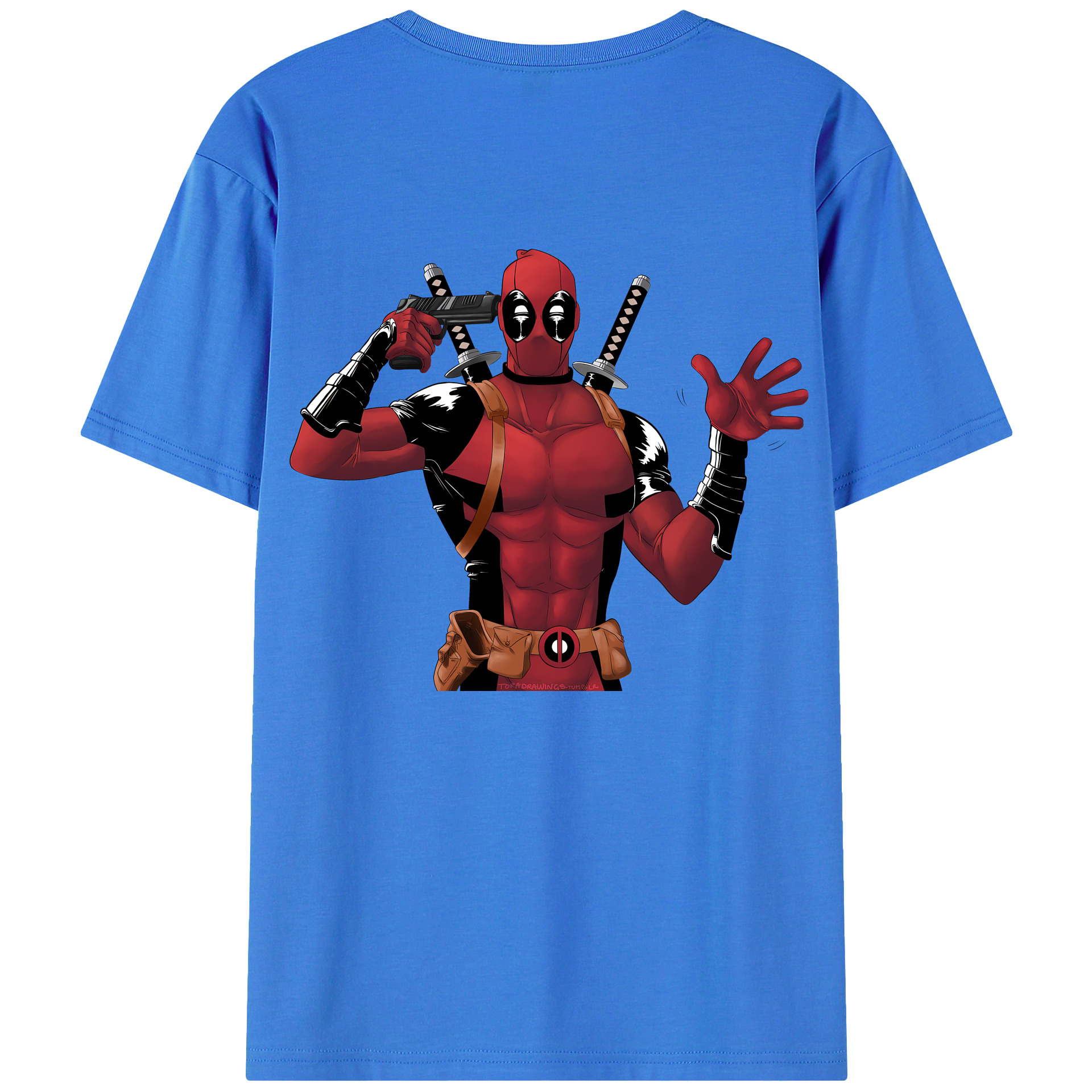 （画像用） Deadpool デッドプール 綿100％半袖Tシャツ（背面プリント）