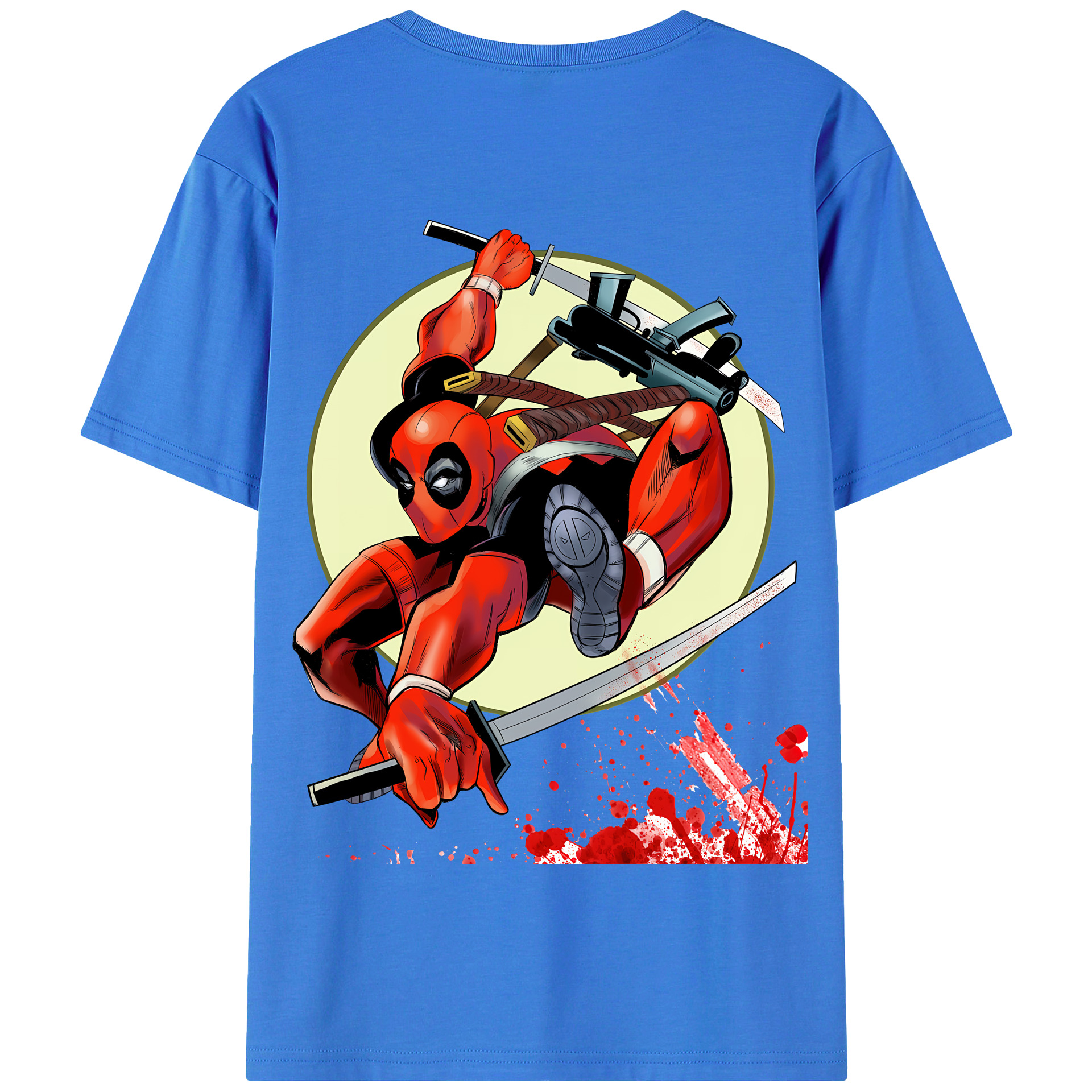 （画像用） Deadpool デッドプール 綿100％半袖Tシャツ（背面プリント）