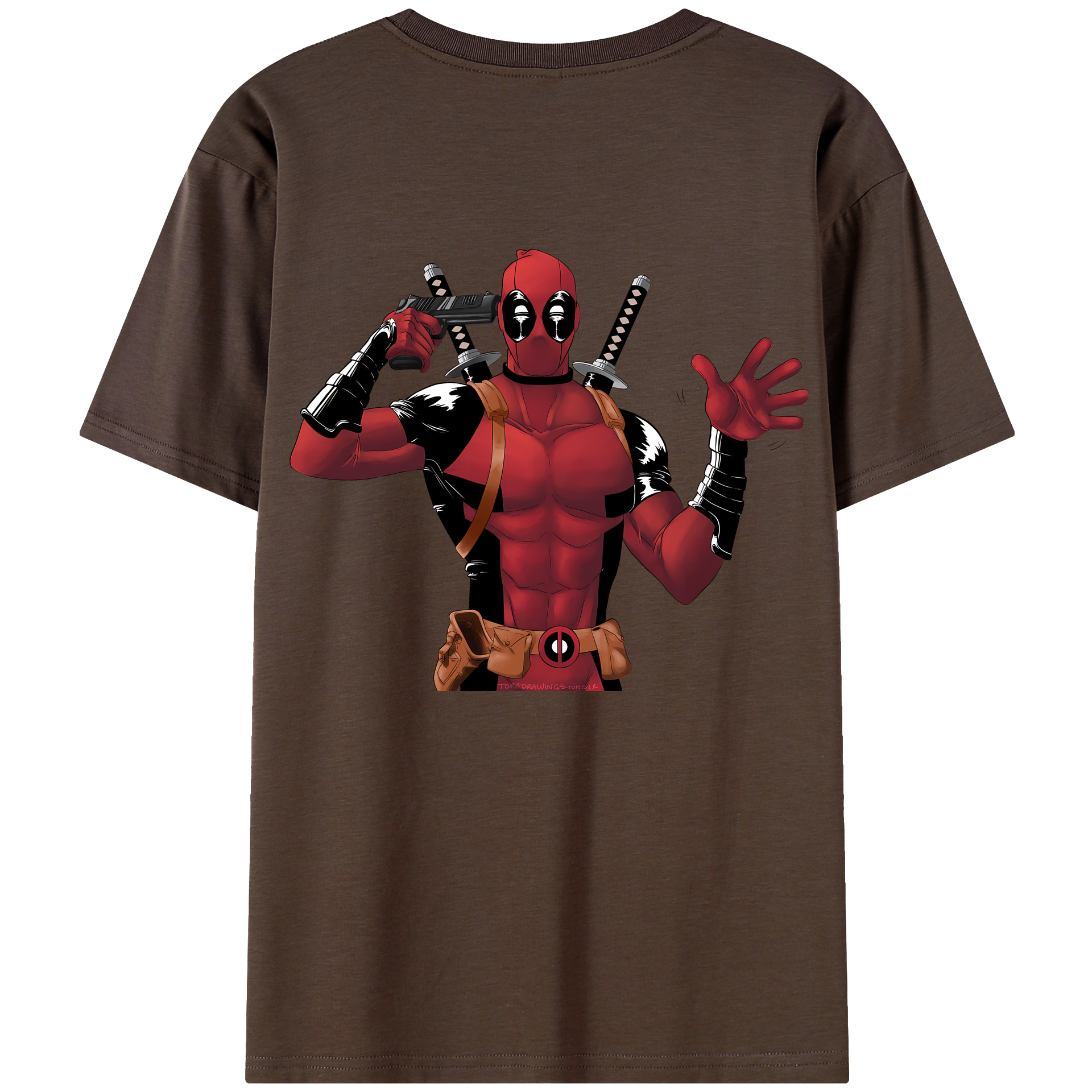 （画像用） Deadpool デッドプール 綿100％半袖Tシャツ（背面プリント）
